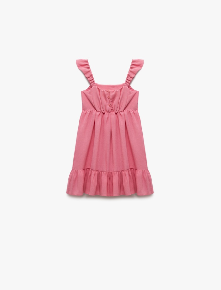 Kız Çocuk Kolsuz A Kesim Kolsuz  ve Viskon Karışımlı Askılı Elbise