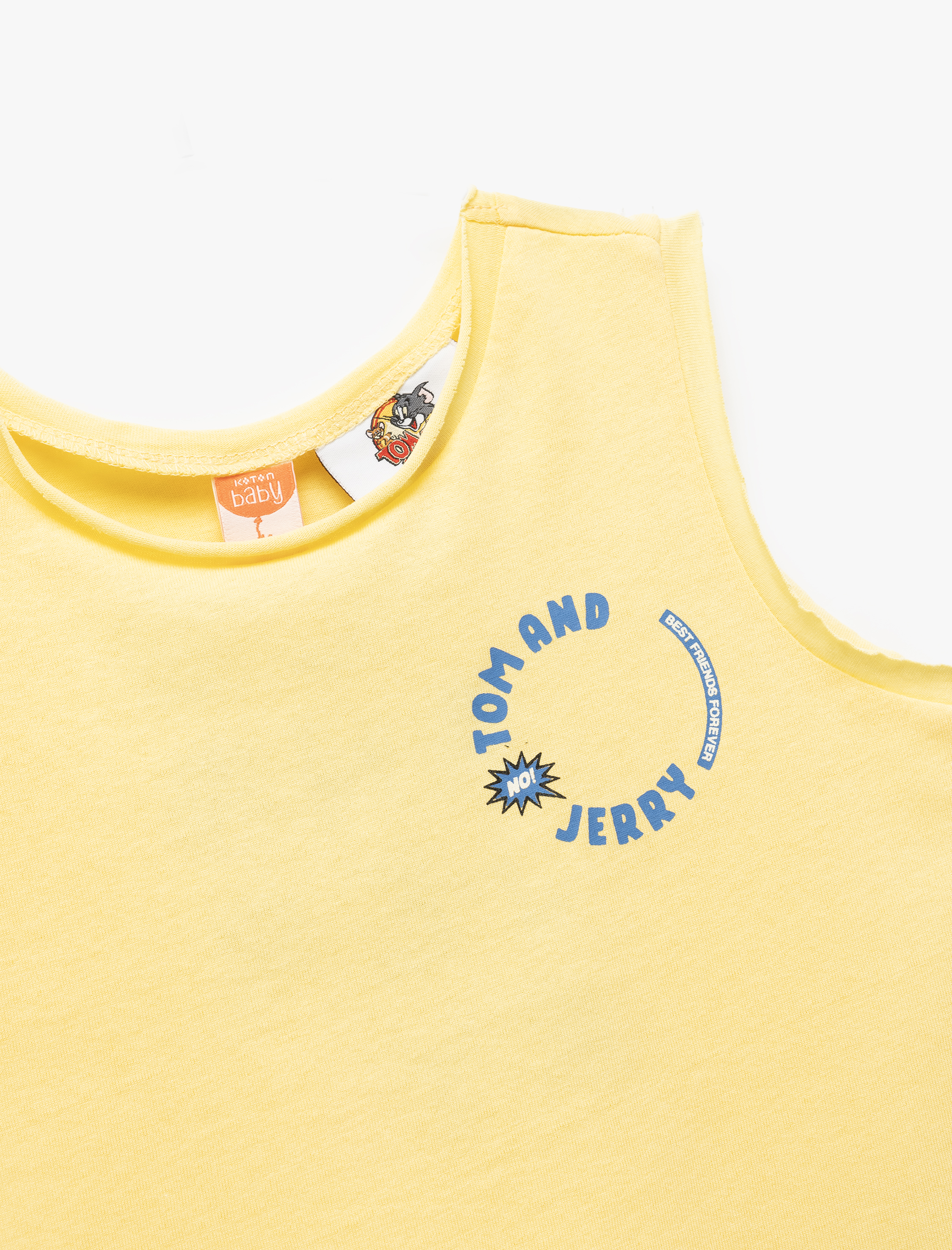  Erkek Bebek Lisanslı Tom and Jerry Baskılı Bisiklet Yaka Pamuklu Kolsuz Atlet