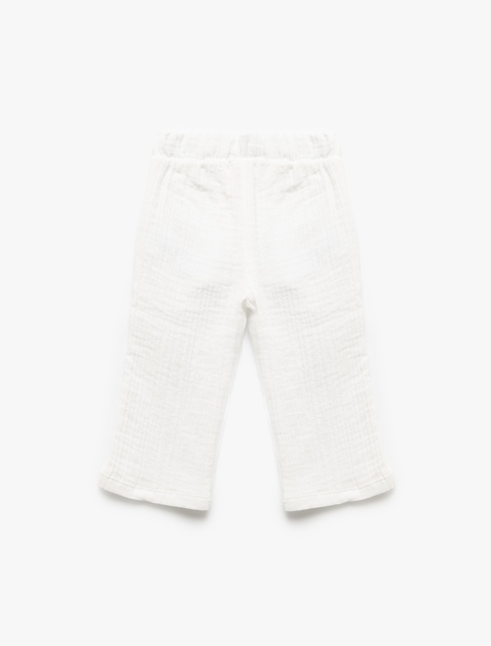 Erkek Bebek Beli Lastikli Pamuklu Cepli Müslin Pantolon