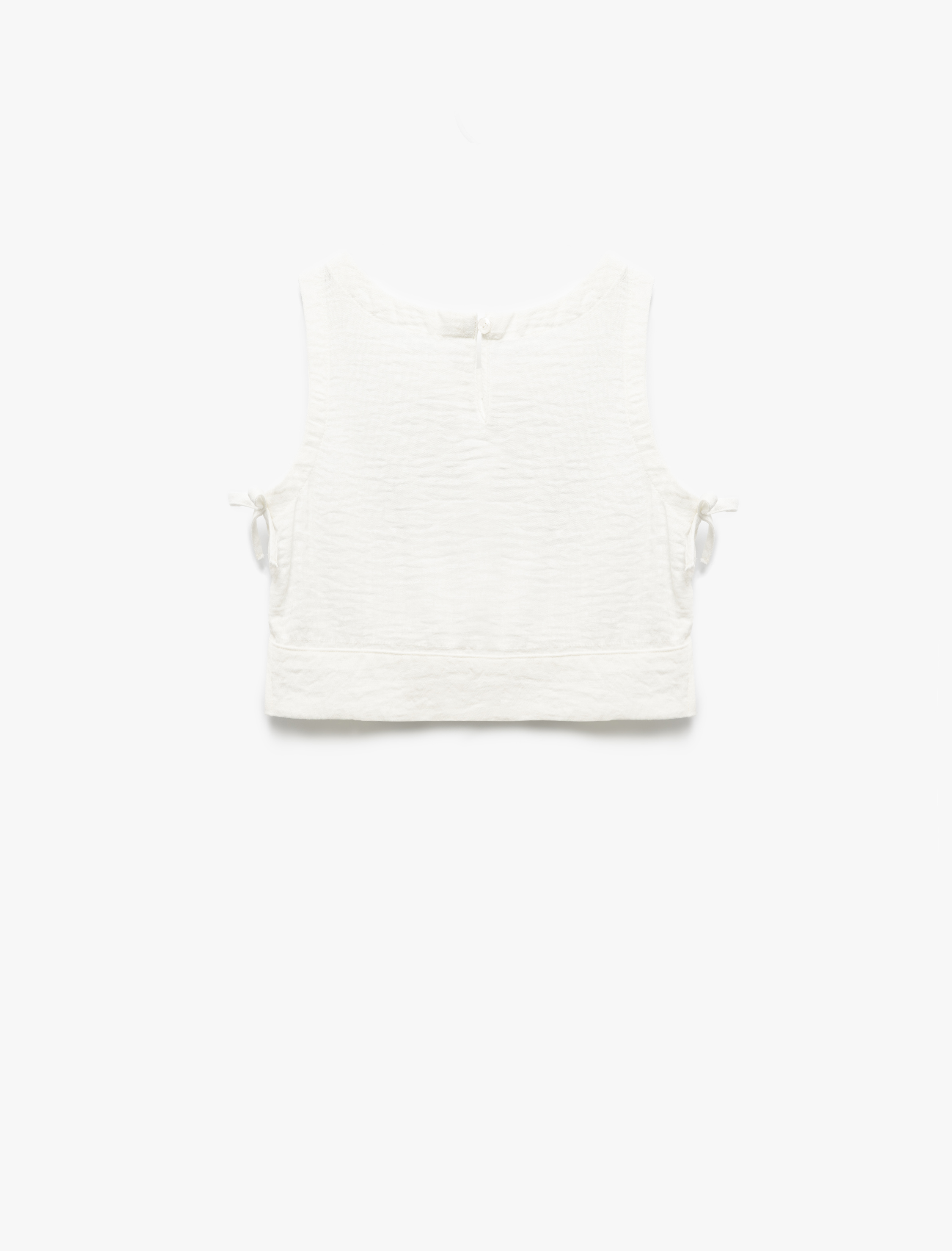  Kız Çocuk Bisiklet Yaka Dokulu Kolsuz Crop Bluz