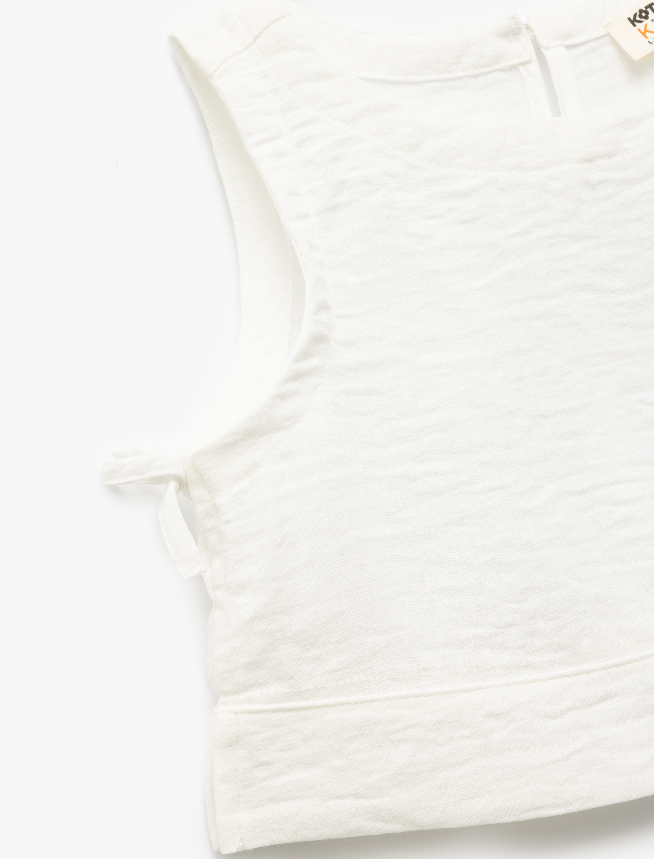  Kız Çocuk Bisiklet Yaka Dokulu Kolsuz Crop Bluz