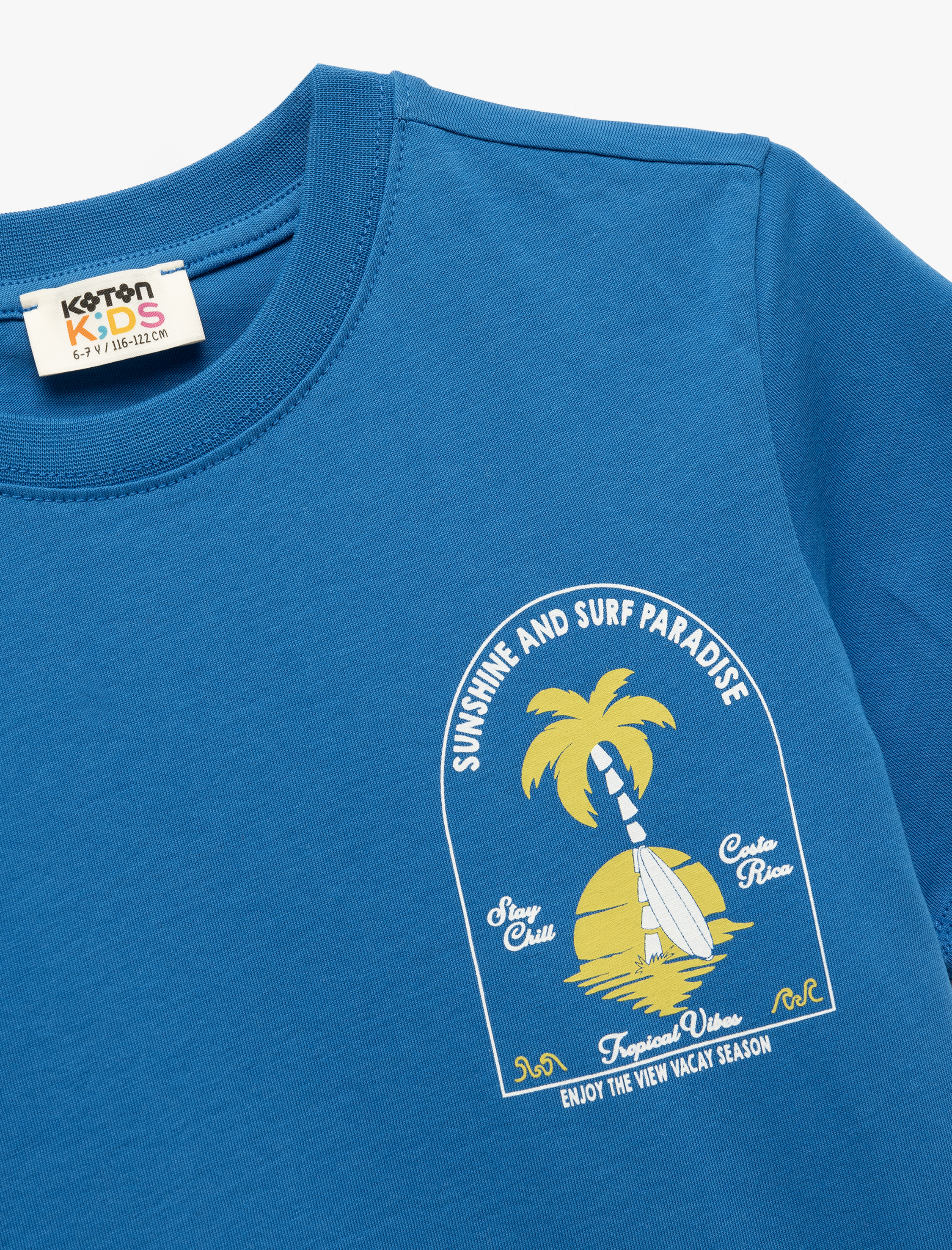  Erkek Çocuk Baskılı Kısa Kollu Pamuklu Bisiklet Yaka Tişört