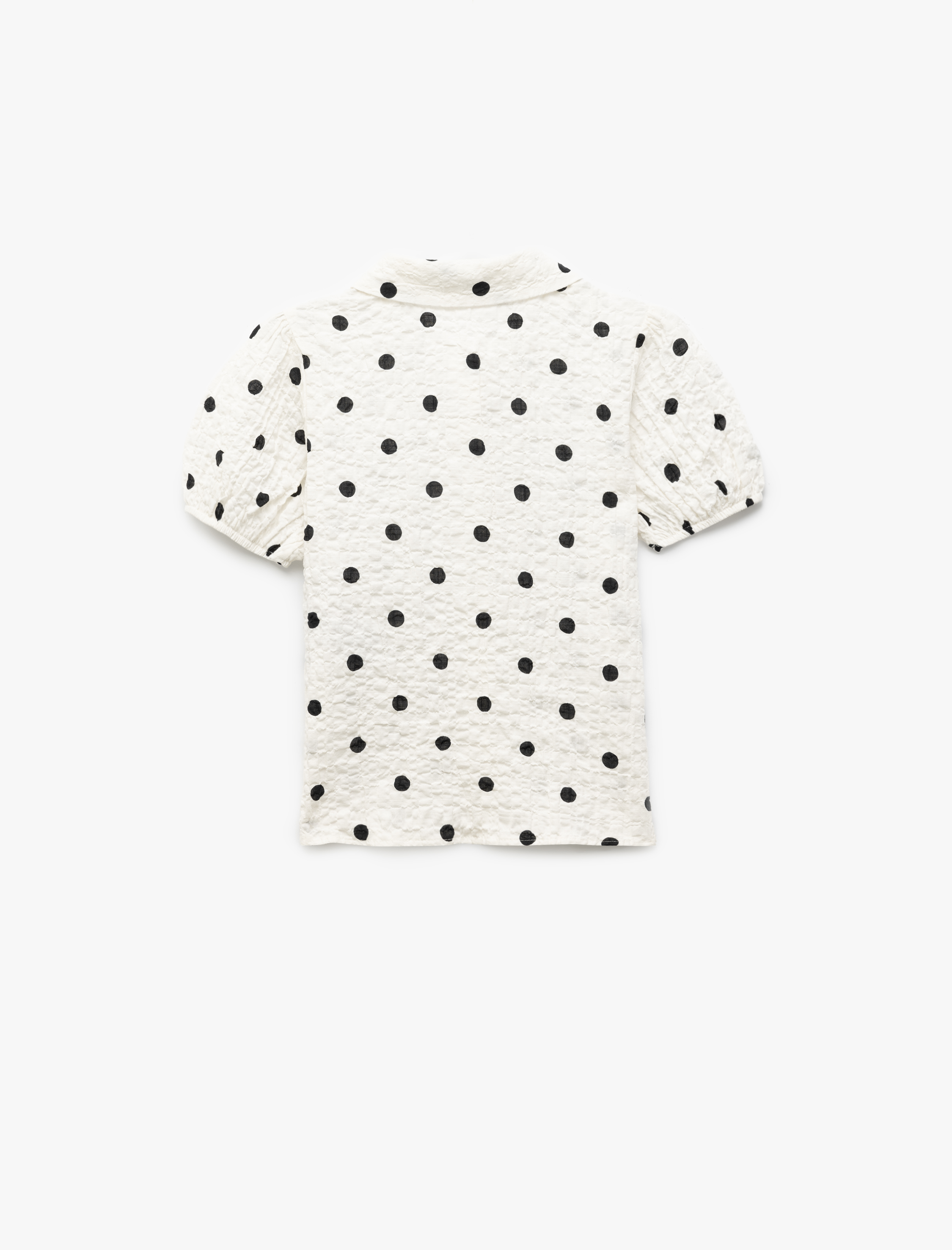  Kız Çocuk Pamuklu Kısa Kollu Puantiyeli Gömlek