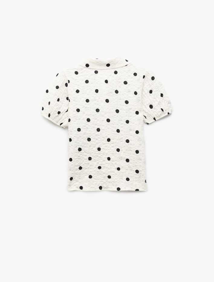 Kız Çocuk Pamuklu Kısa Kollu Puantiyeli Gömlek