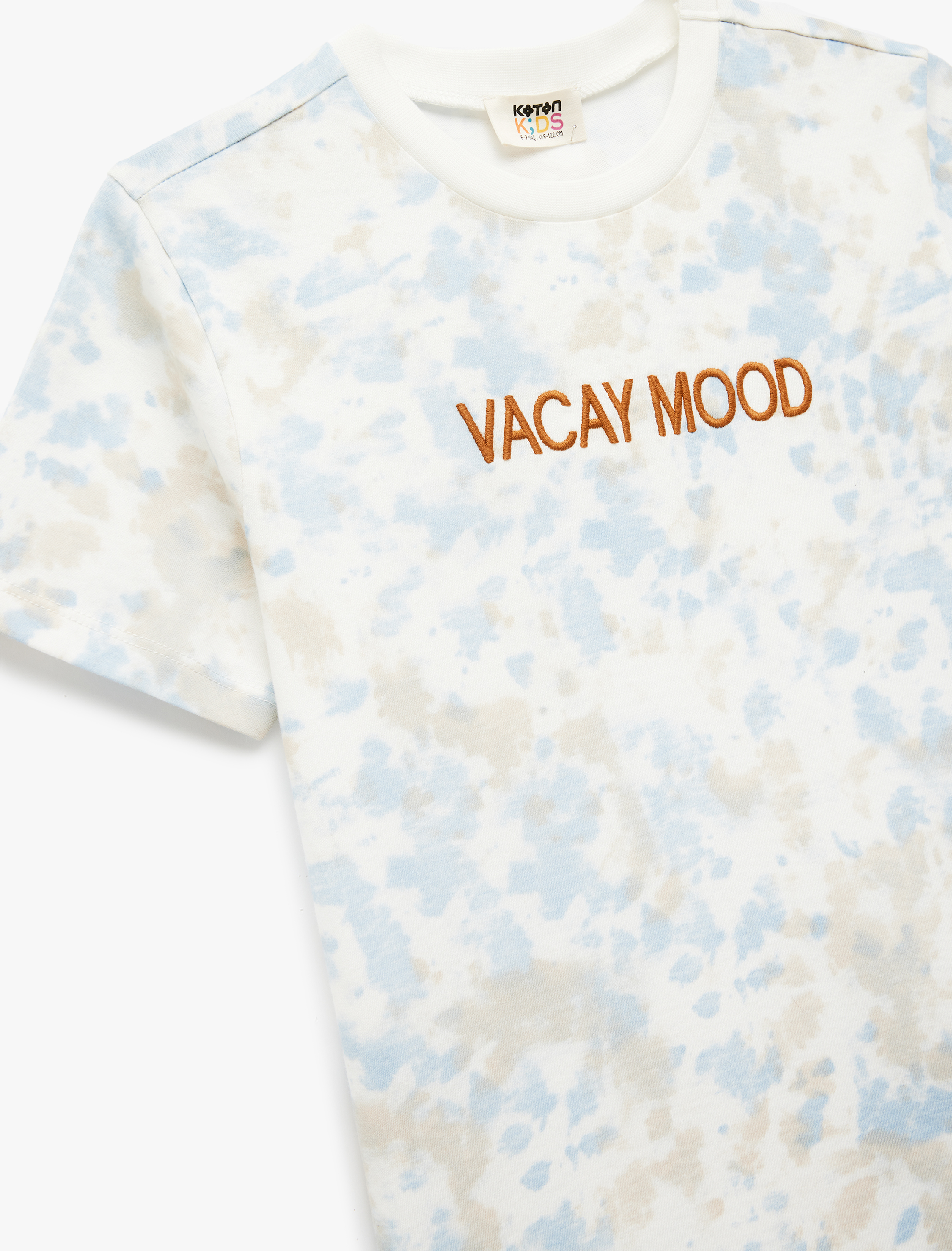  Erkek Çocuk Nakış Detaylı Kısa Kollu Bisiklet Yaka Pamuklu Tişört