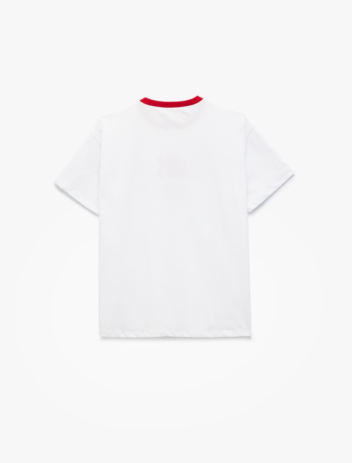 Erkek Çocuk Bisiklet Yaka Kısa Kollu 23 Nisan Baskılı Pamuklu Tişört