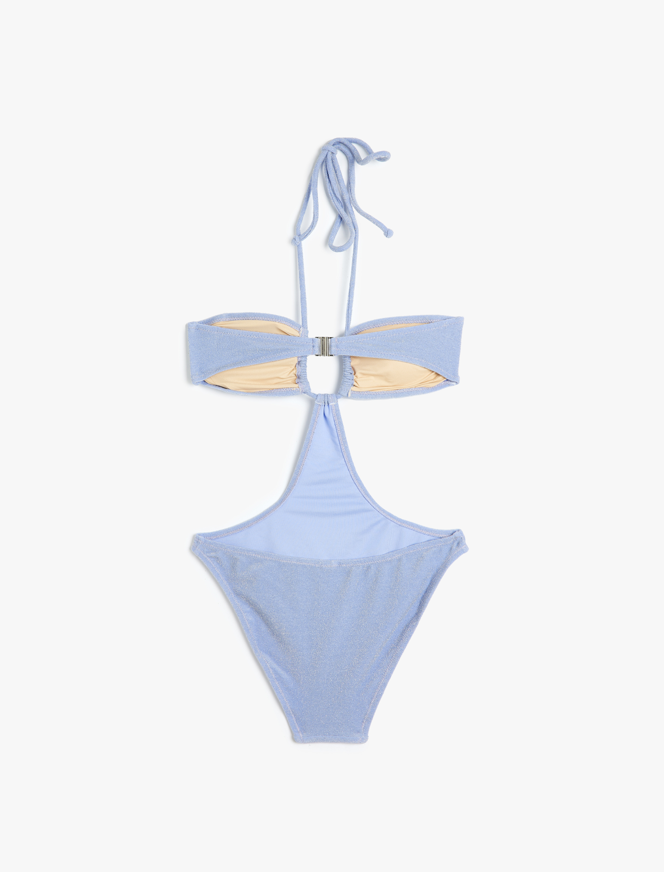 Mayokini Halter Yaka Parlak Arkası Kopçalı