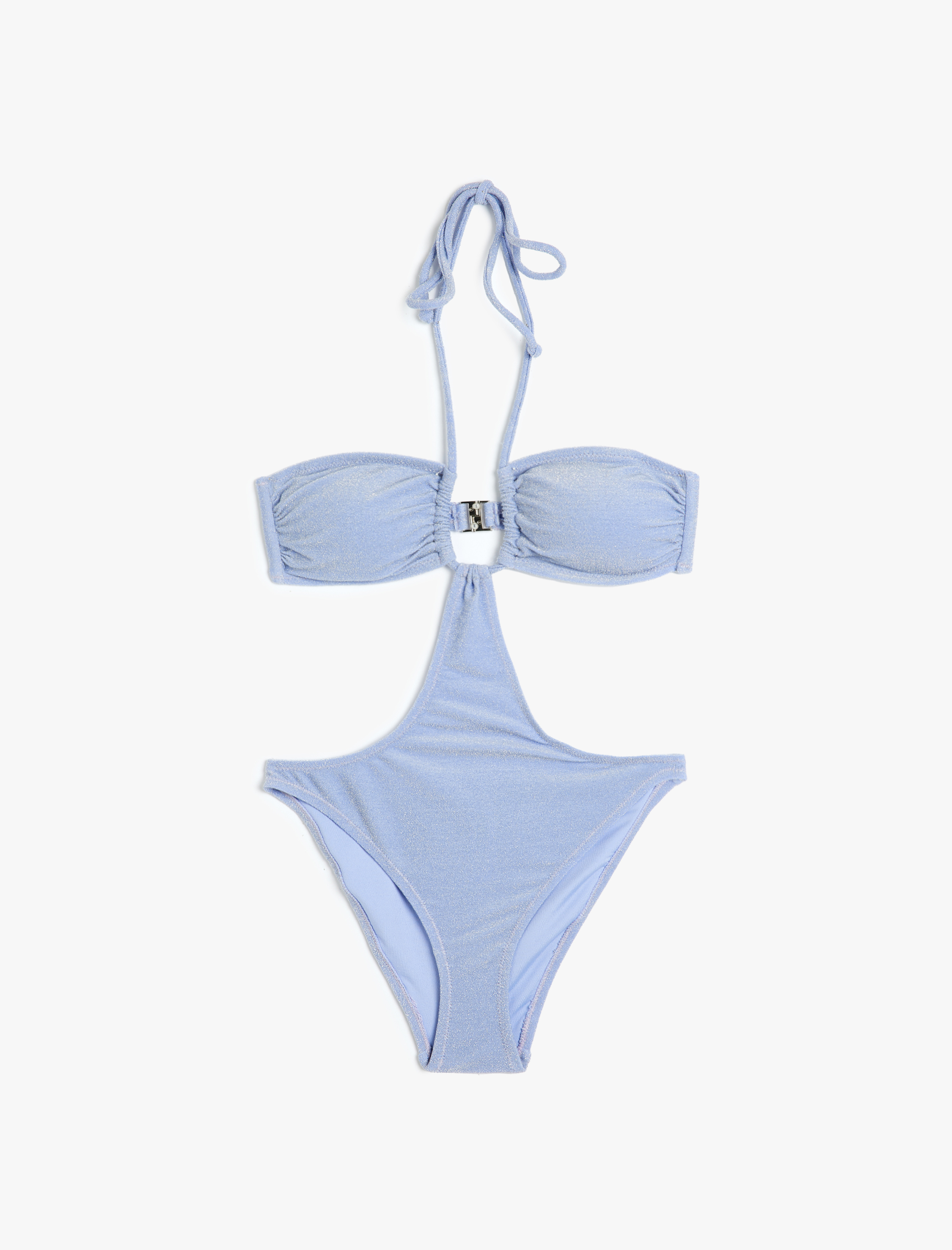 Mayokini Halter Yaka Parlak Arkası Kopçalı