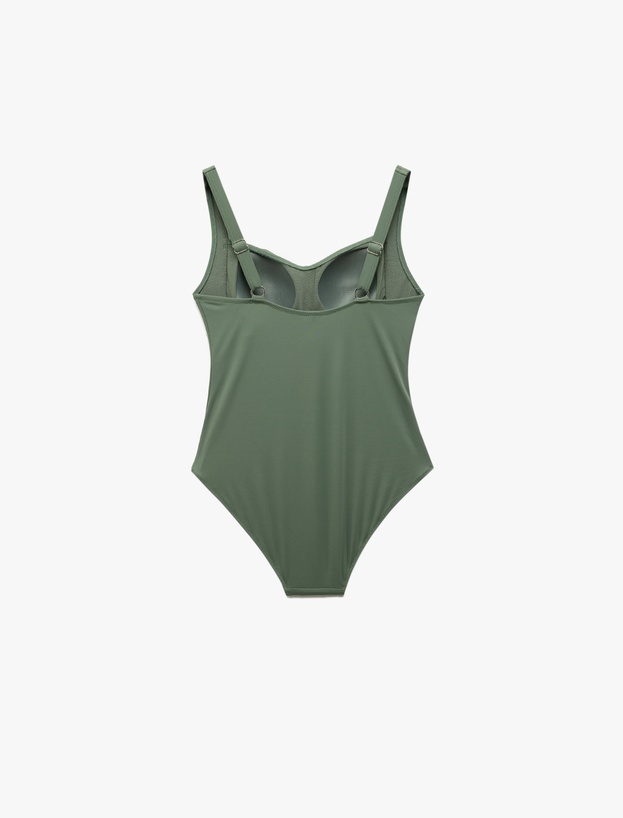 Kalp Yaka Drape Detaylı Mayo_4