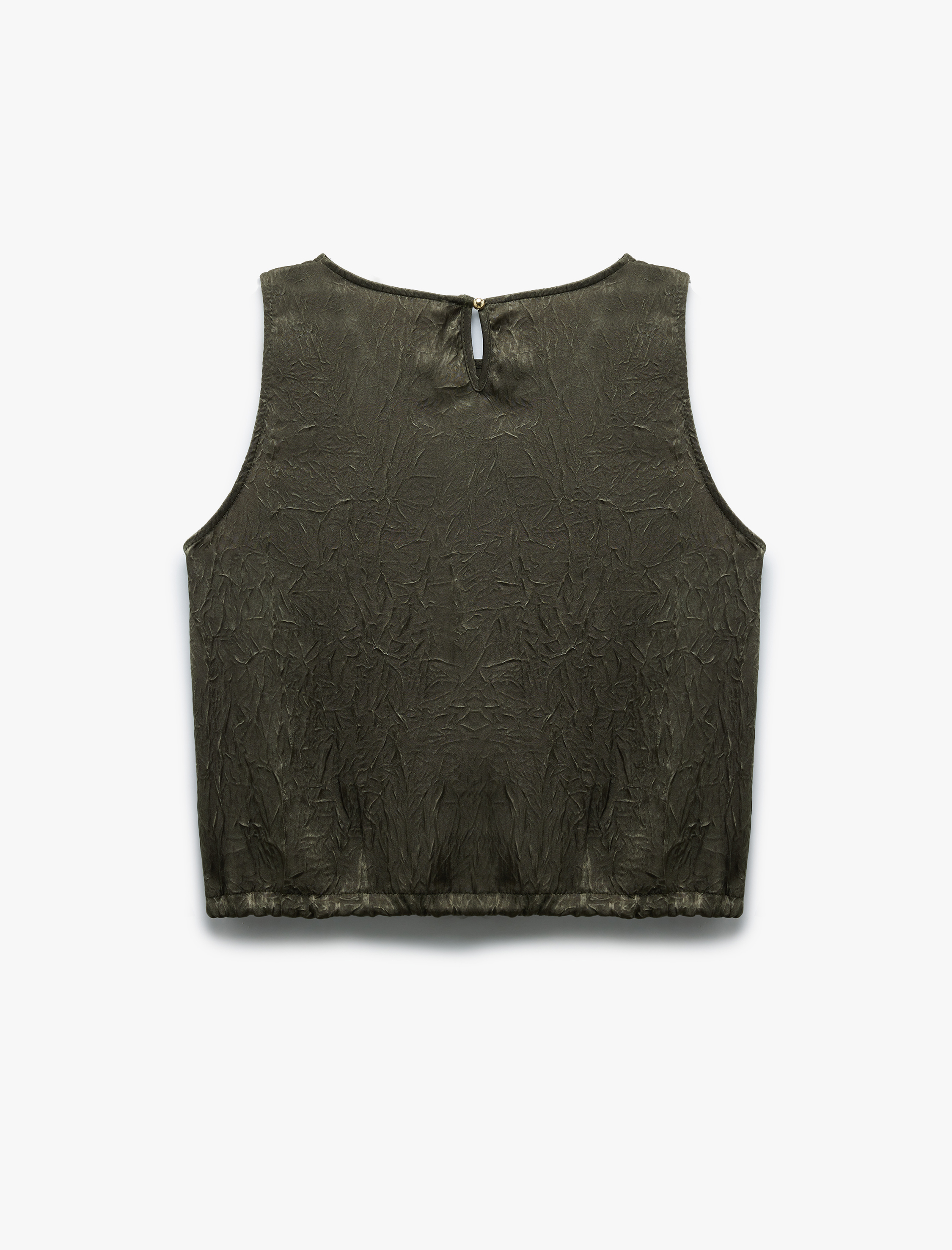   Beli Bağcıklı Bisiklet Yaka Kolsuz Saten Bluz