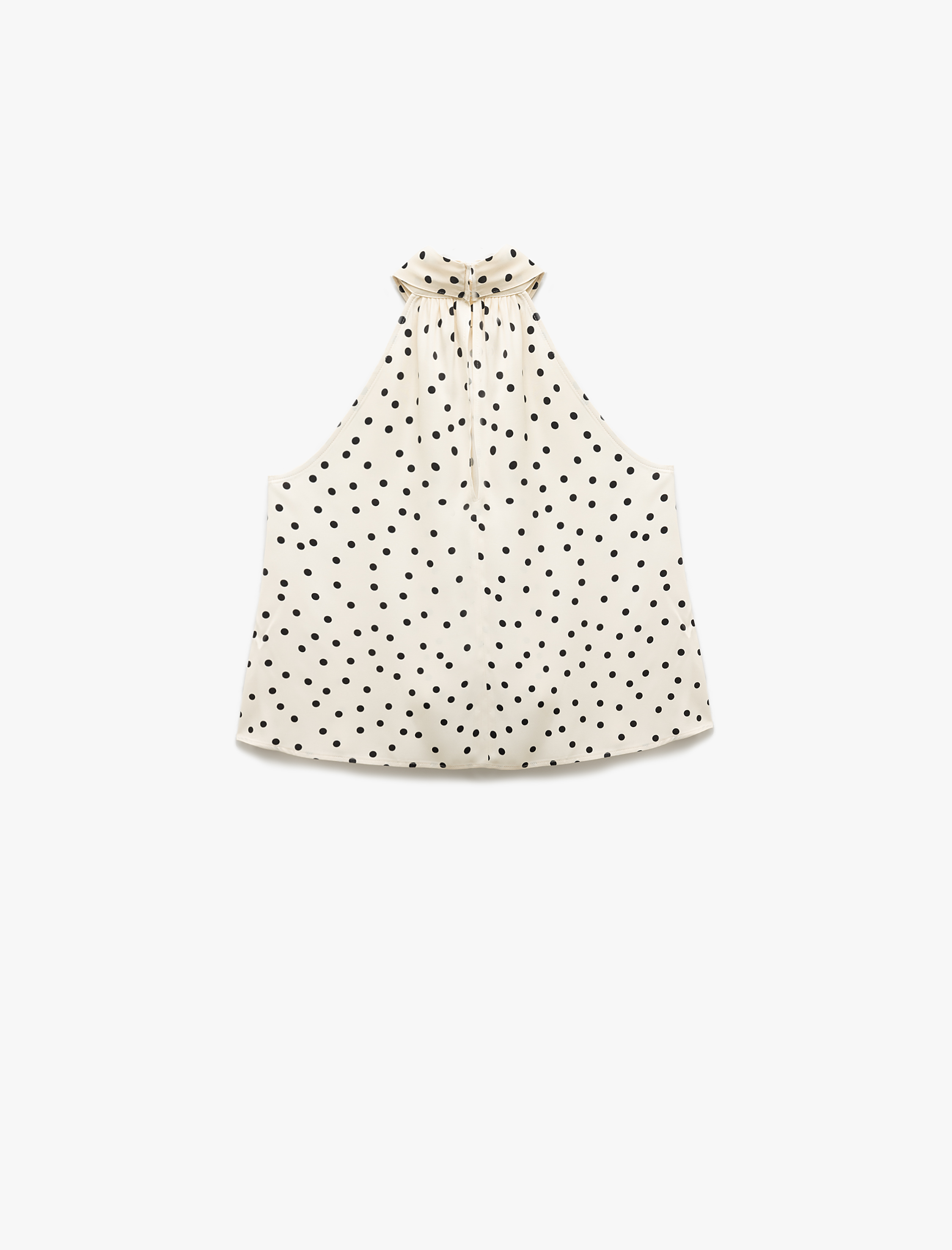   Bağlama Detaylı Halter Yaka Pauntiyeli Saten Bluz