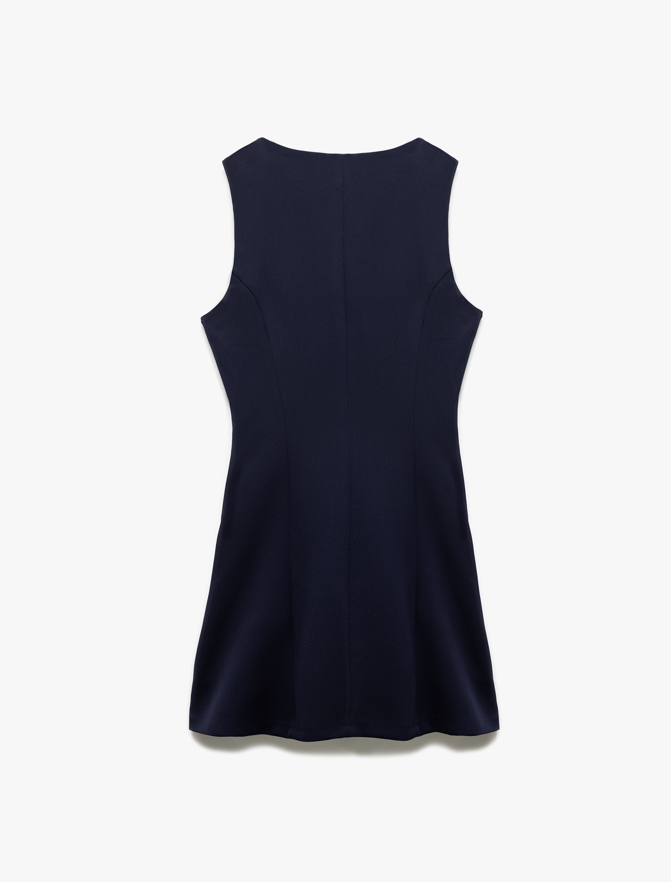   Astarlı Cepli Kolsuz V Yaka Mini Elbise