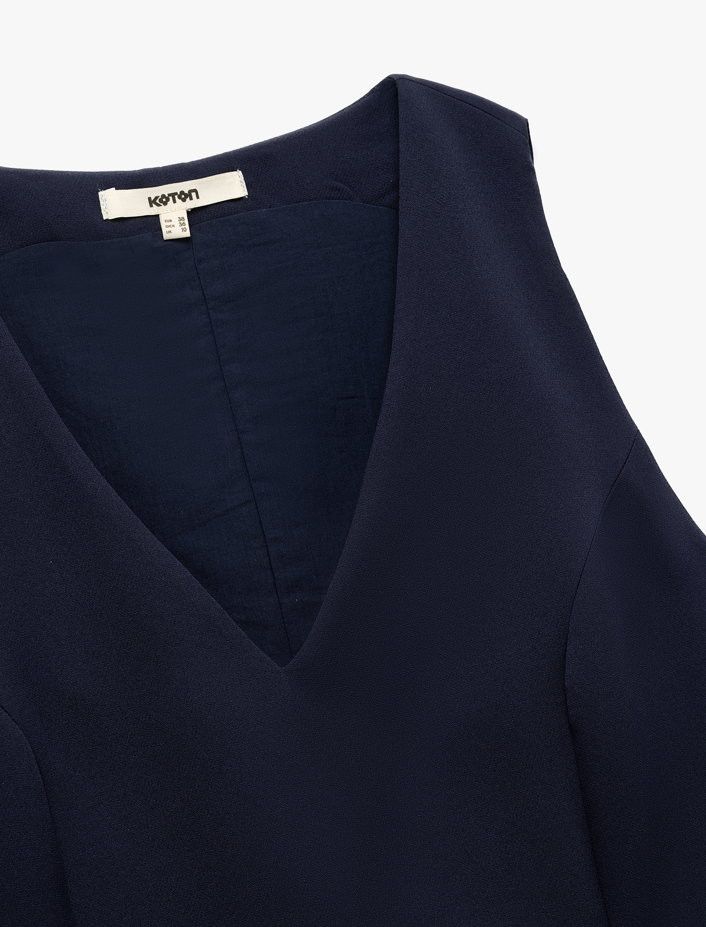   Astarlı Cepli Kolsuz V Yaka Mini Elbise