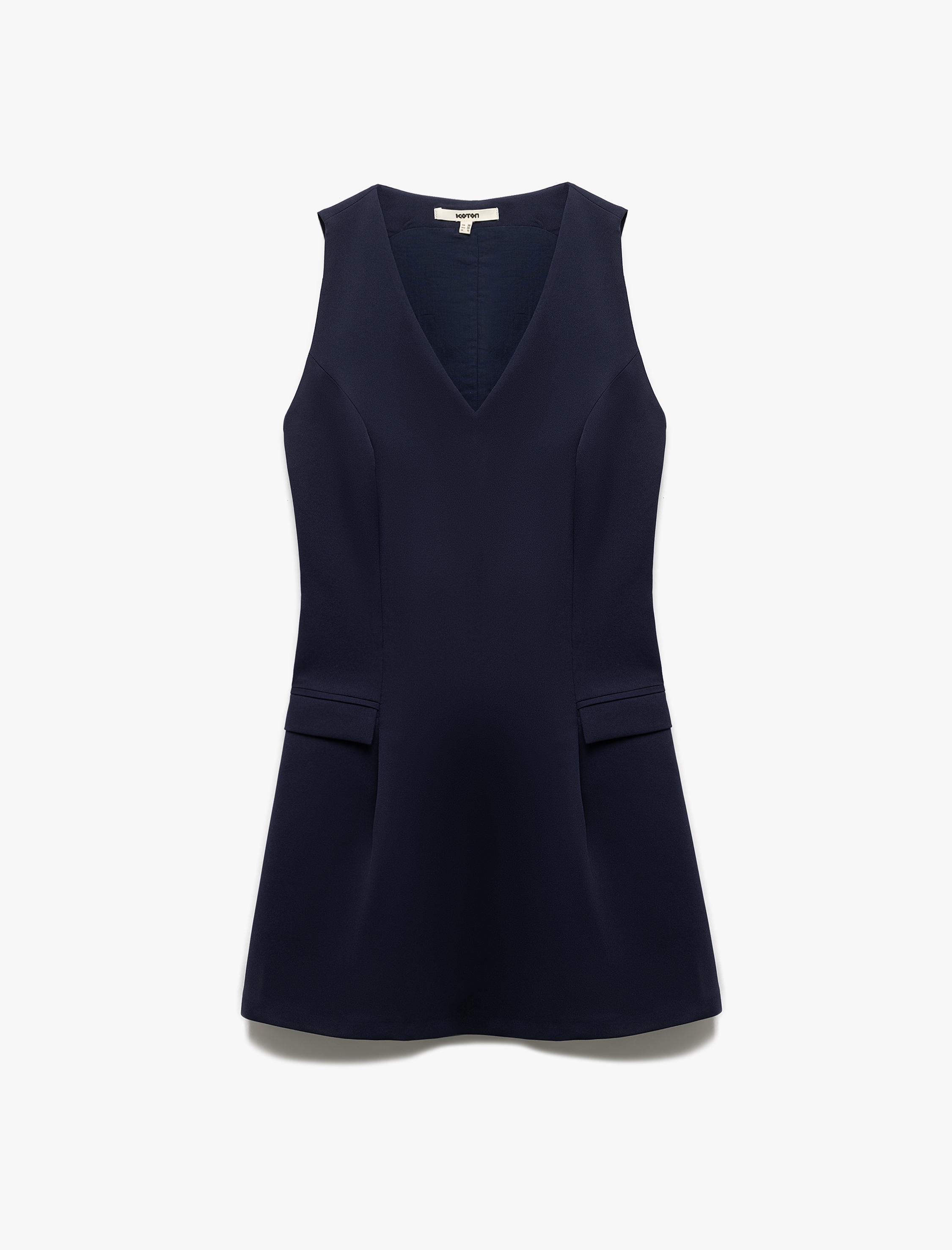   Astarlı Cepli Kolsuz V Yaka Mini Elbise