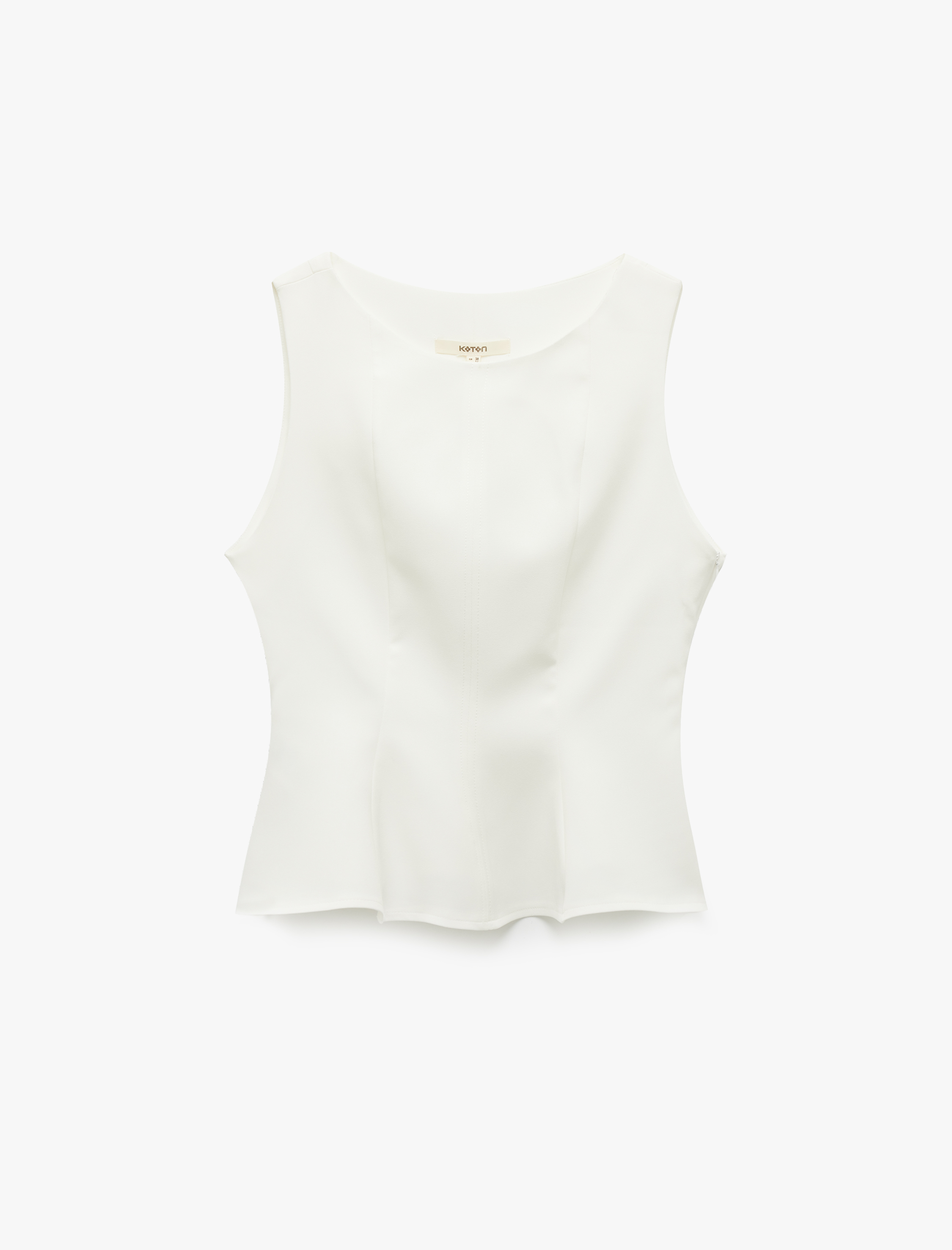   Peplum Kesim Yuvarlak Yaka Kolsuz Bluz