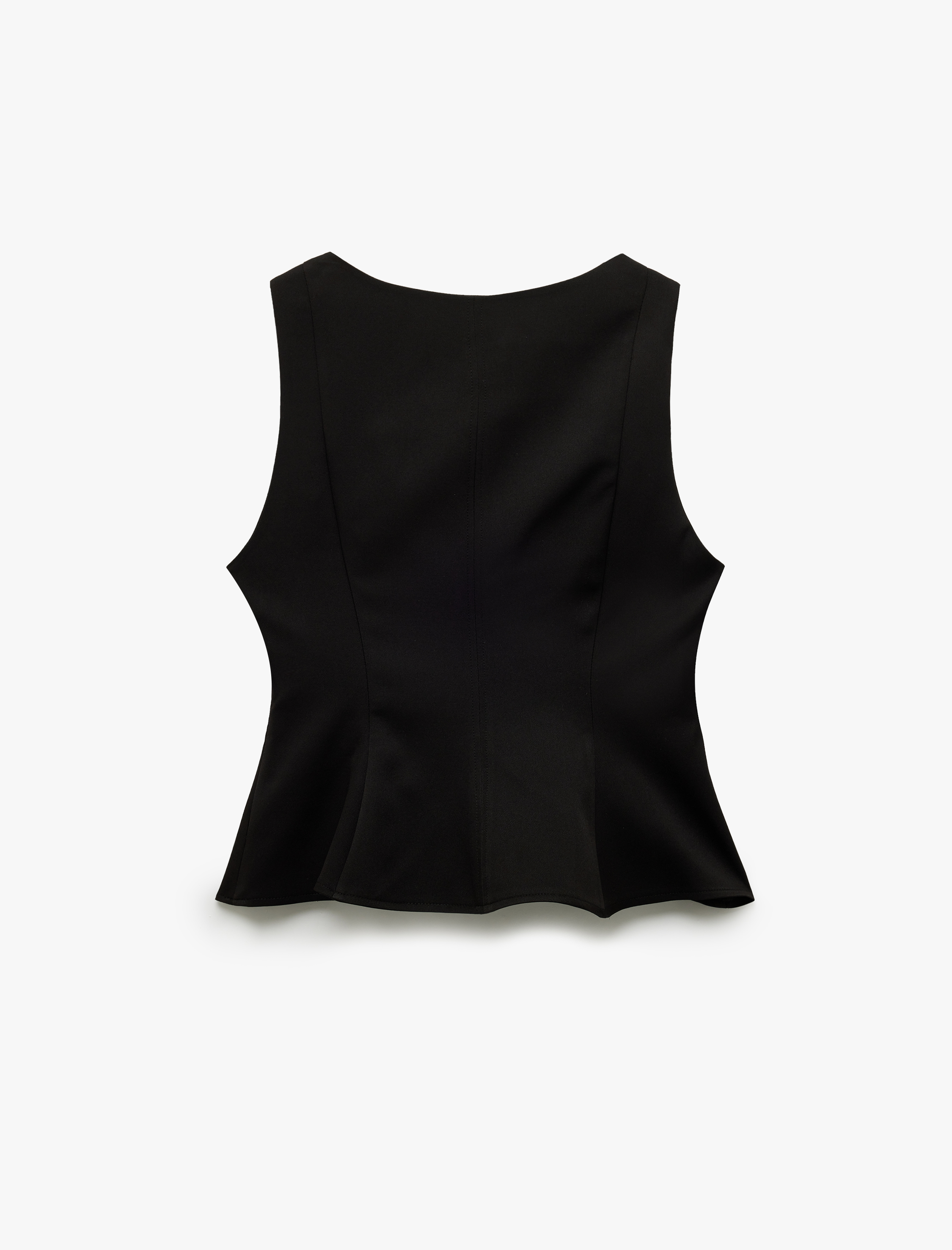   Peplum Kesim Yuvarlak Yaka Kolsuz Bluz