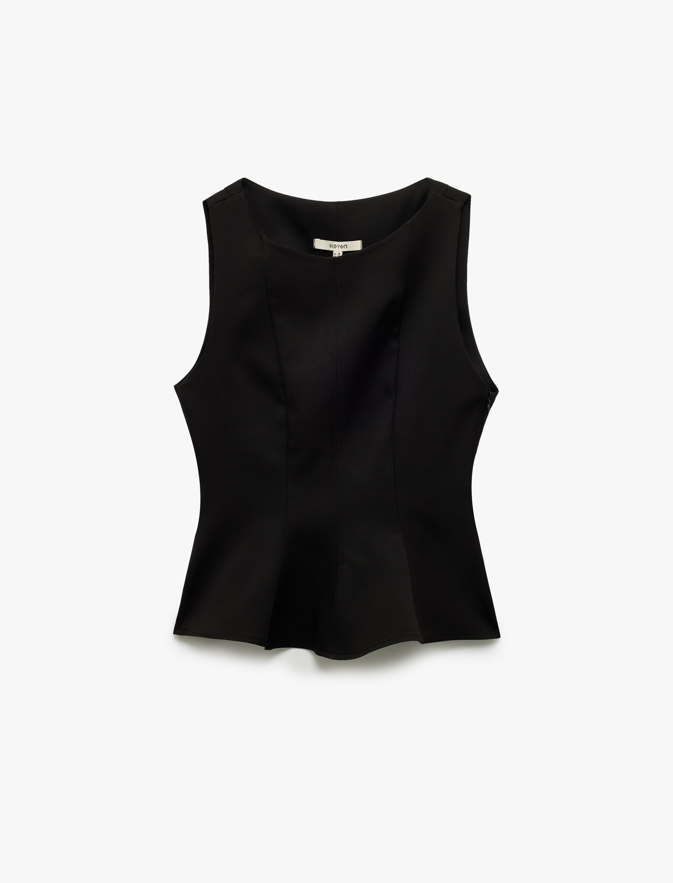   Peplum Kesim Yuvarlak Yaka Kolsuz Bluz