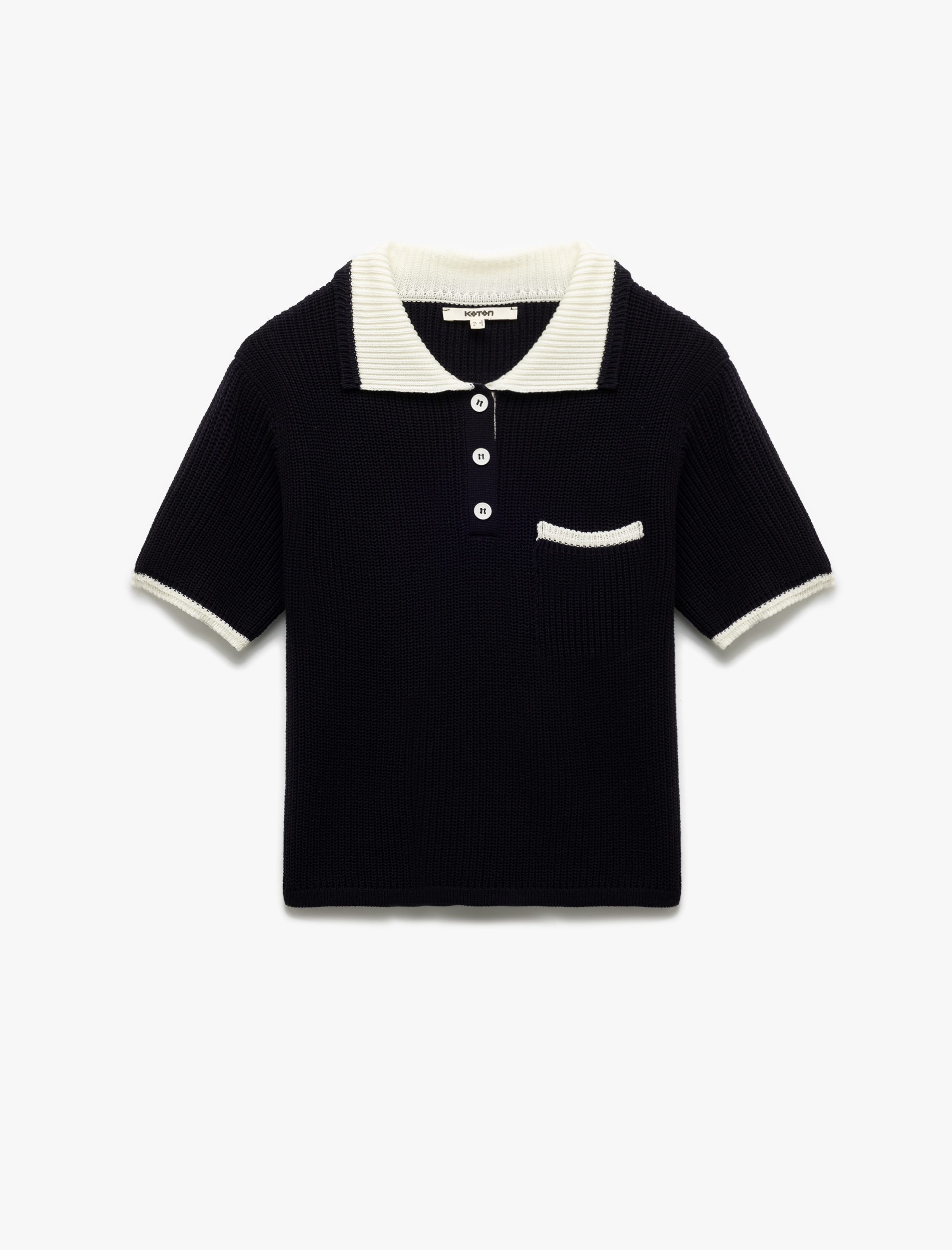   Kontrast Detaylı Kısa Kollu Polo Yaka Triko Tişört