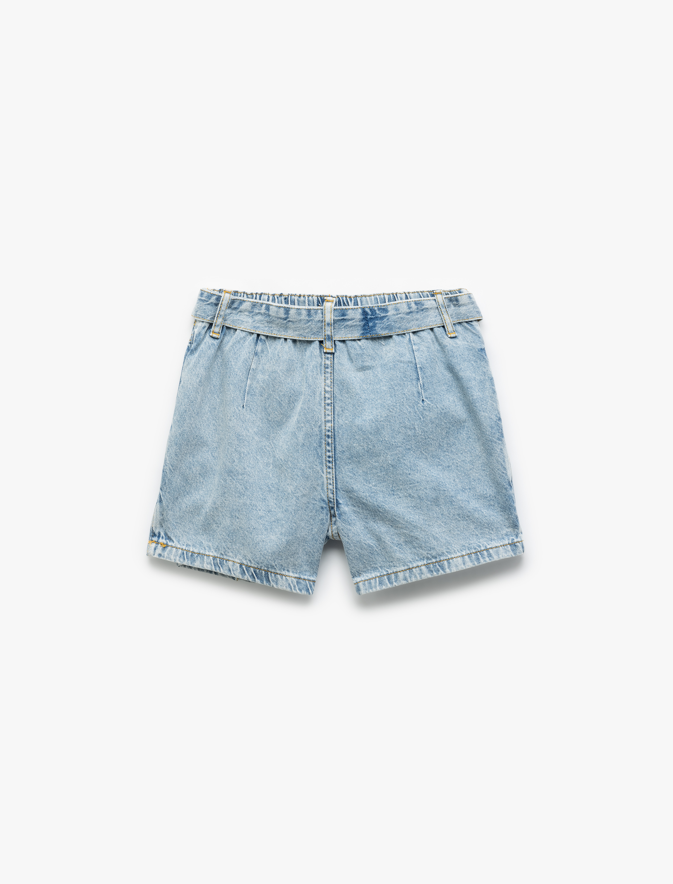  Kız Çocuk Pamuklu Cepli Kemer Detaylı Denim Şort Etek