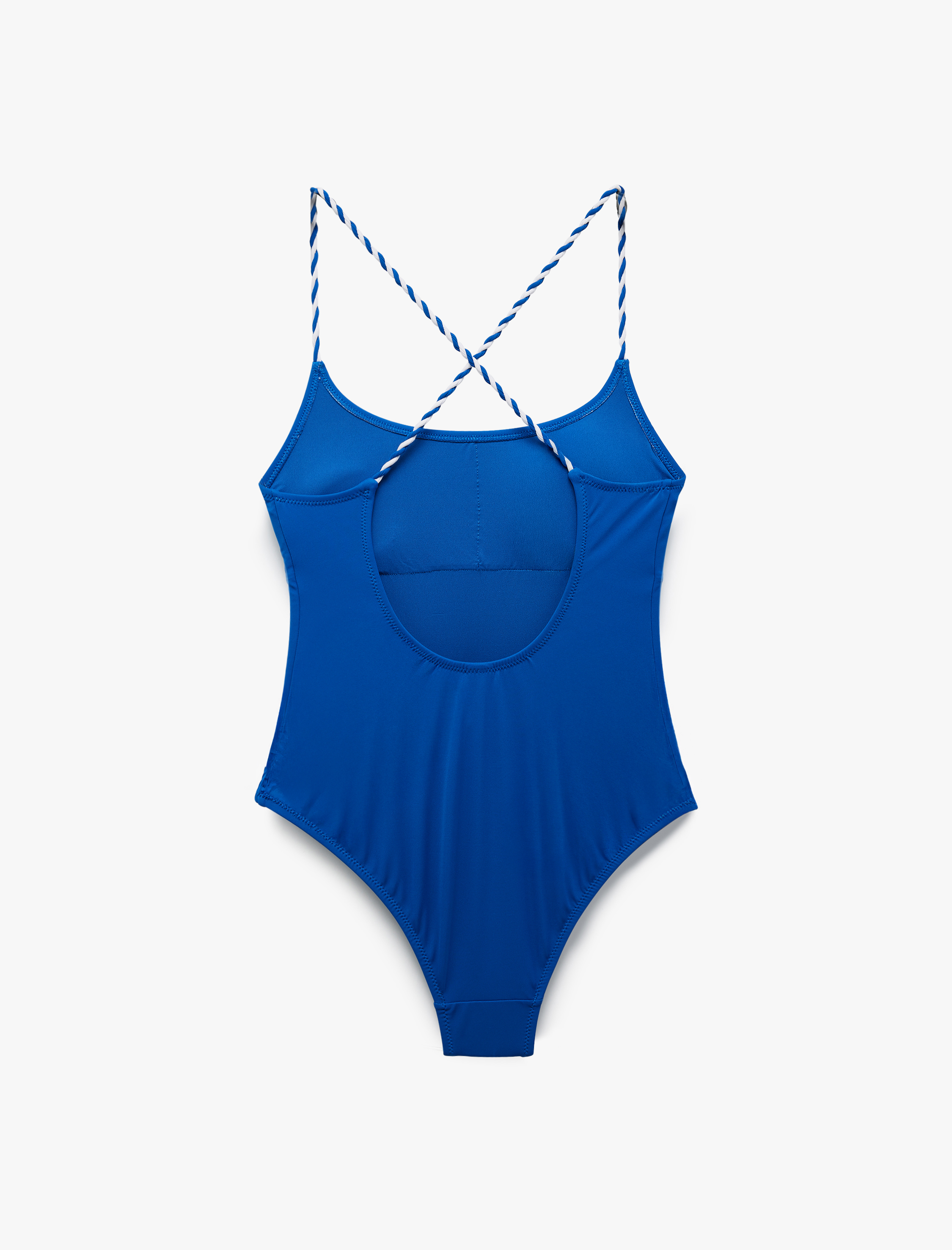   Renk Kontrastlı Çapraz İnce Askılı Mayo