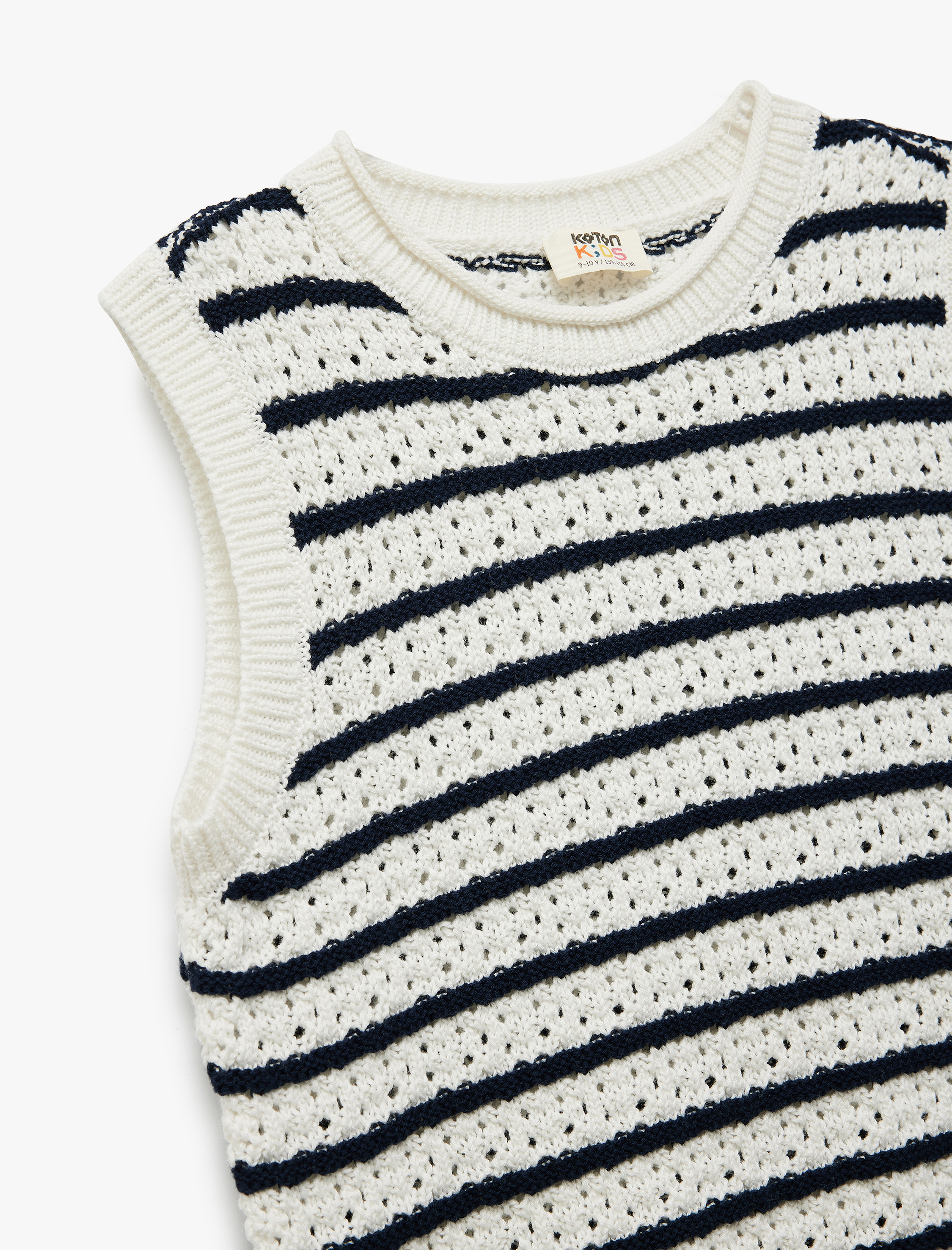  Kız Çocuk Ajurlu Bisiklet Yaka Kolsuz Triko Atlet