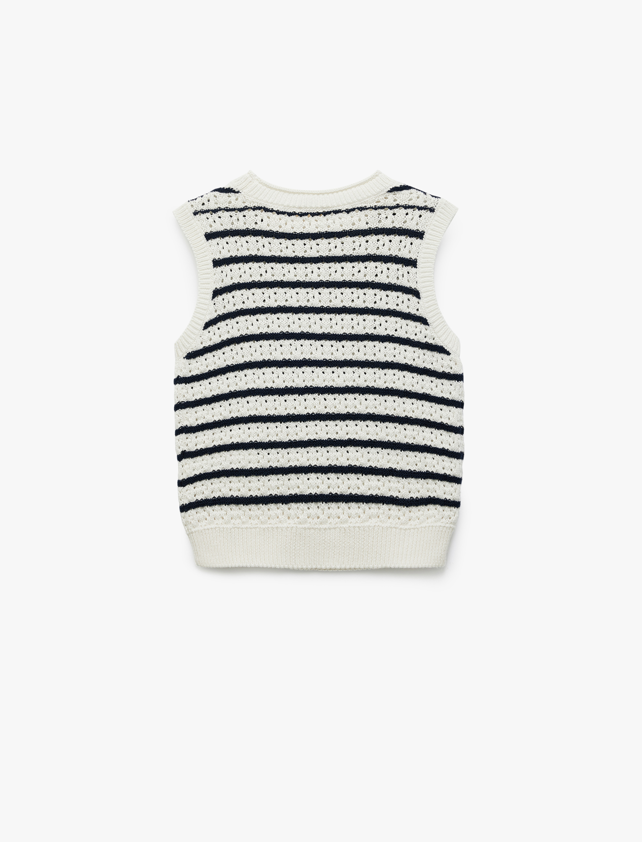  Kız Çocuk Ajurlu Bisiklet Yaka Kolsuz Triko Atlet