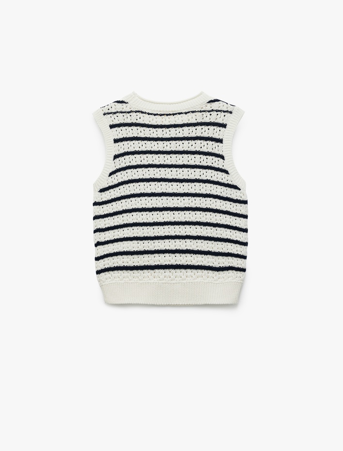 Kız Çocuk Ajurlu Bisiklet Yaka Kolsuz Triko Atlet