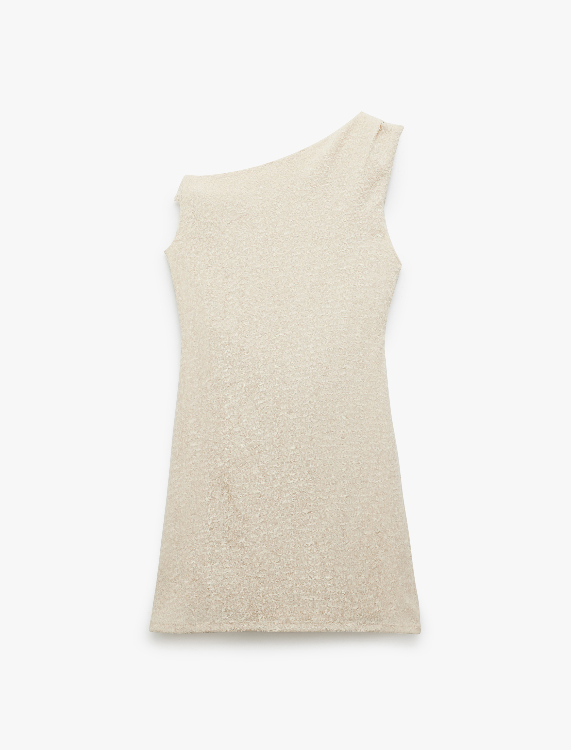   Tek Omuz Fiyonk Detaylı Drapeli Kolsuz Mini Elbise