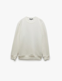 Pamuklu Uzun Kollu Bisiklet Yaka Erkek Basic Sweatshirt