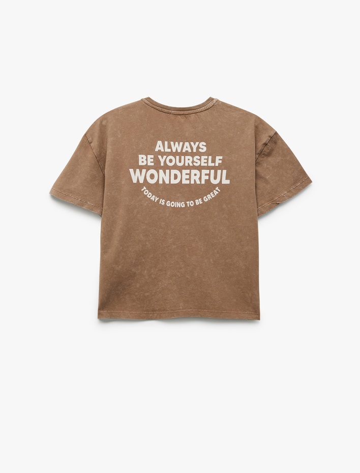 Kız Çocuk Bisiklet Yaka Pamuklu Baskılı Kısa Kollu Tişört