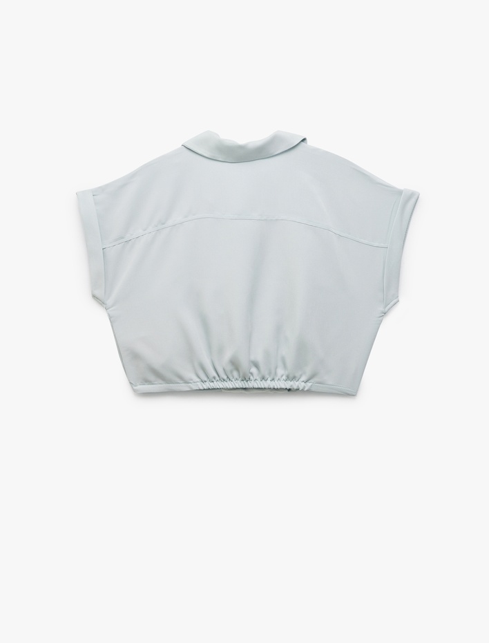 Kız Çocuk Düğme Detaylı Modal Karışımlı Kolsuz Crop Gömlek