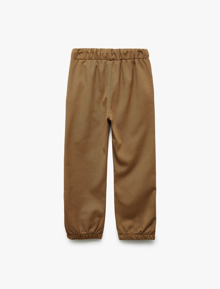 Erkek Bebek Beli Bağcıklı Cep Detaylı Viskon Karışımlı Jogger Pantolon