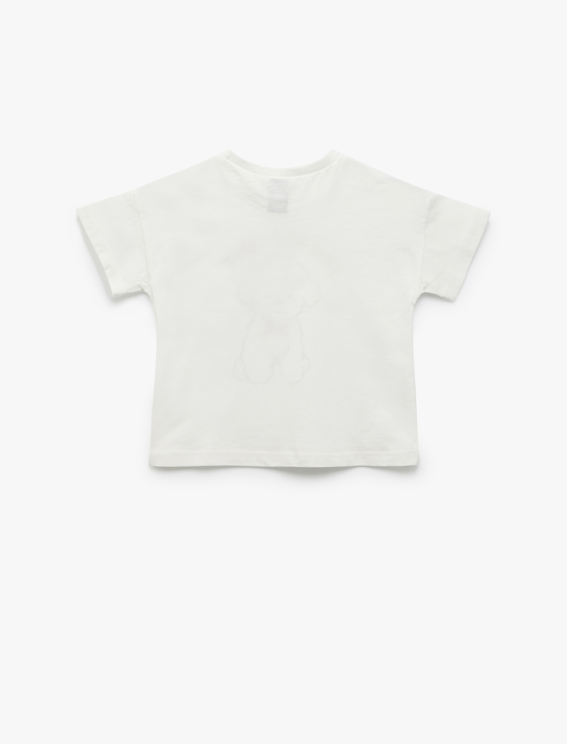  Kız Bebek Pamuklu Kısa Kollu Bisiklet Yaka Baskılı Tişört