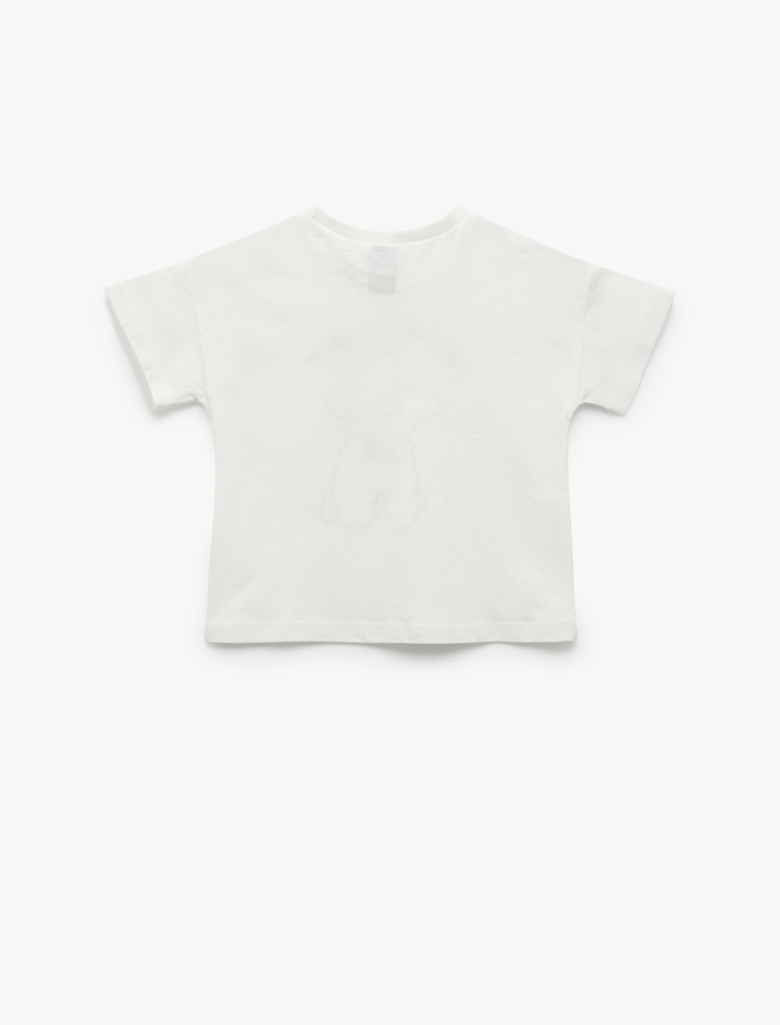 Kız Bebek Pamuklu Kısa Kollu Bisiklet Yaka Baskılı Tişört