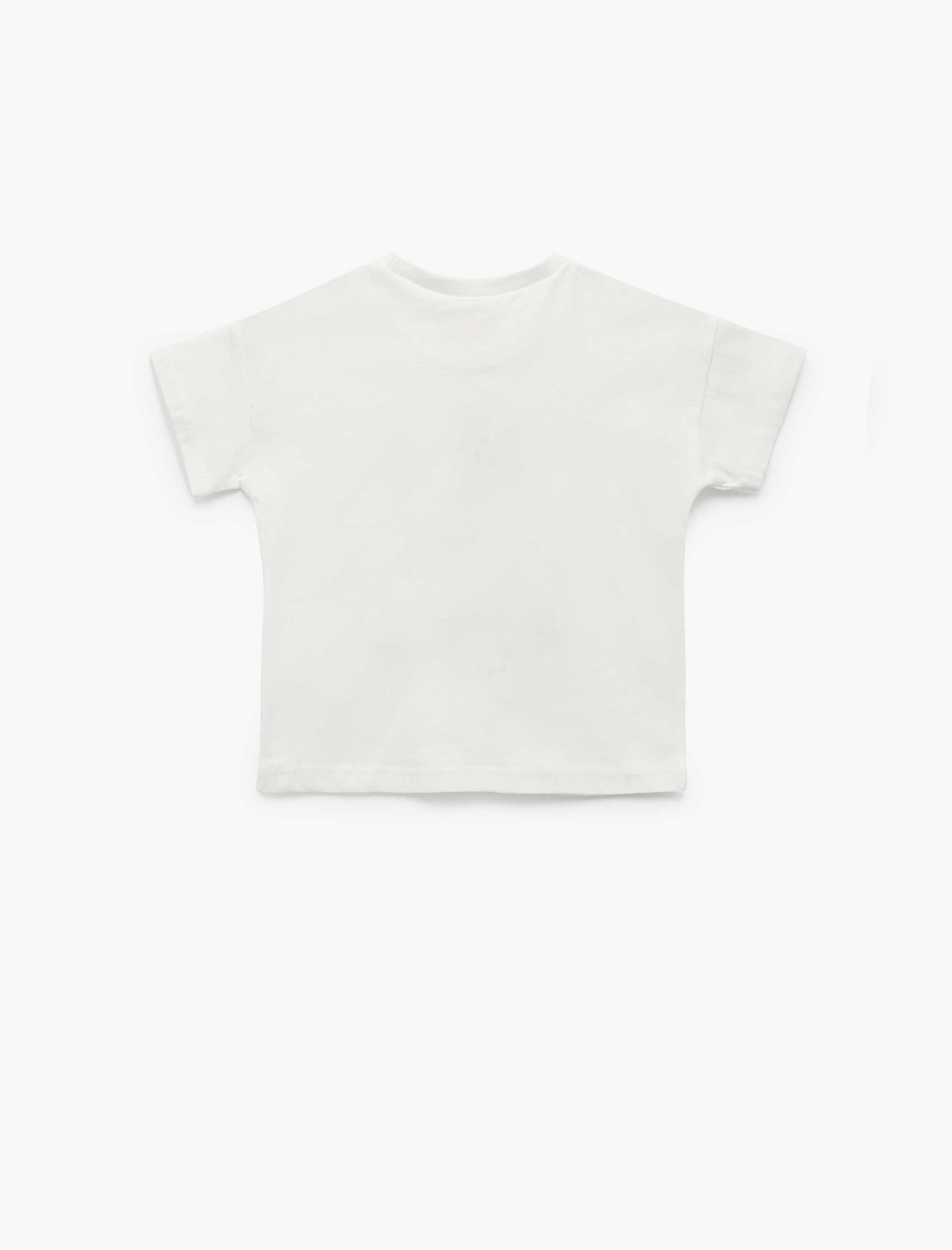  Kız Bebek Bisiklet Yaka Pamuklu Baskılı Kısa Kollu Tişört