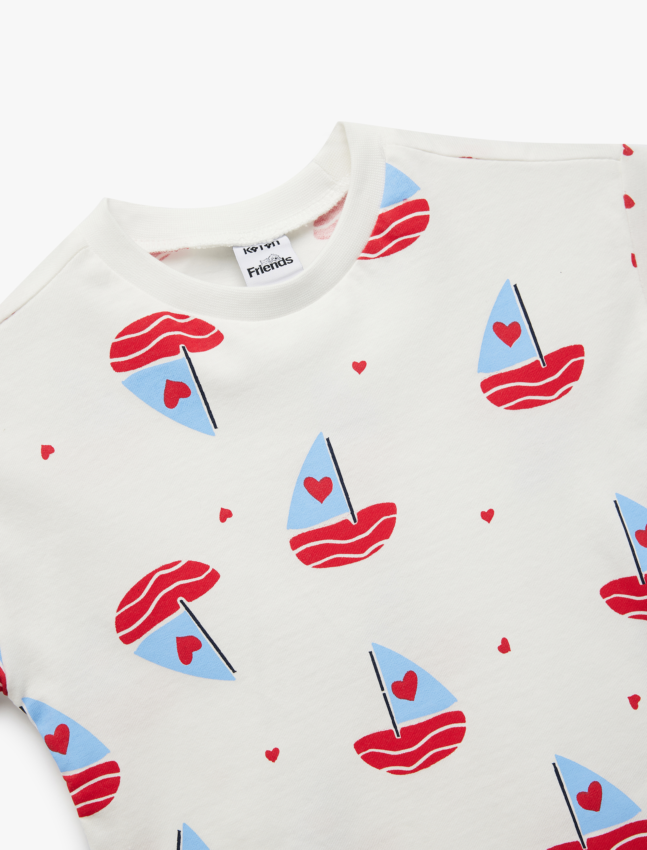  Kız Bebek Baskılı Bisiklet Yaka Kısa Kollu Pamuklu Tişört