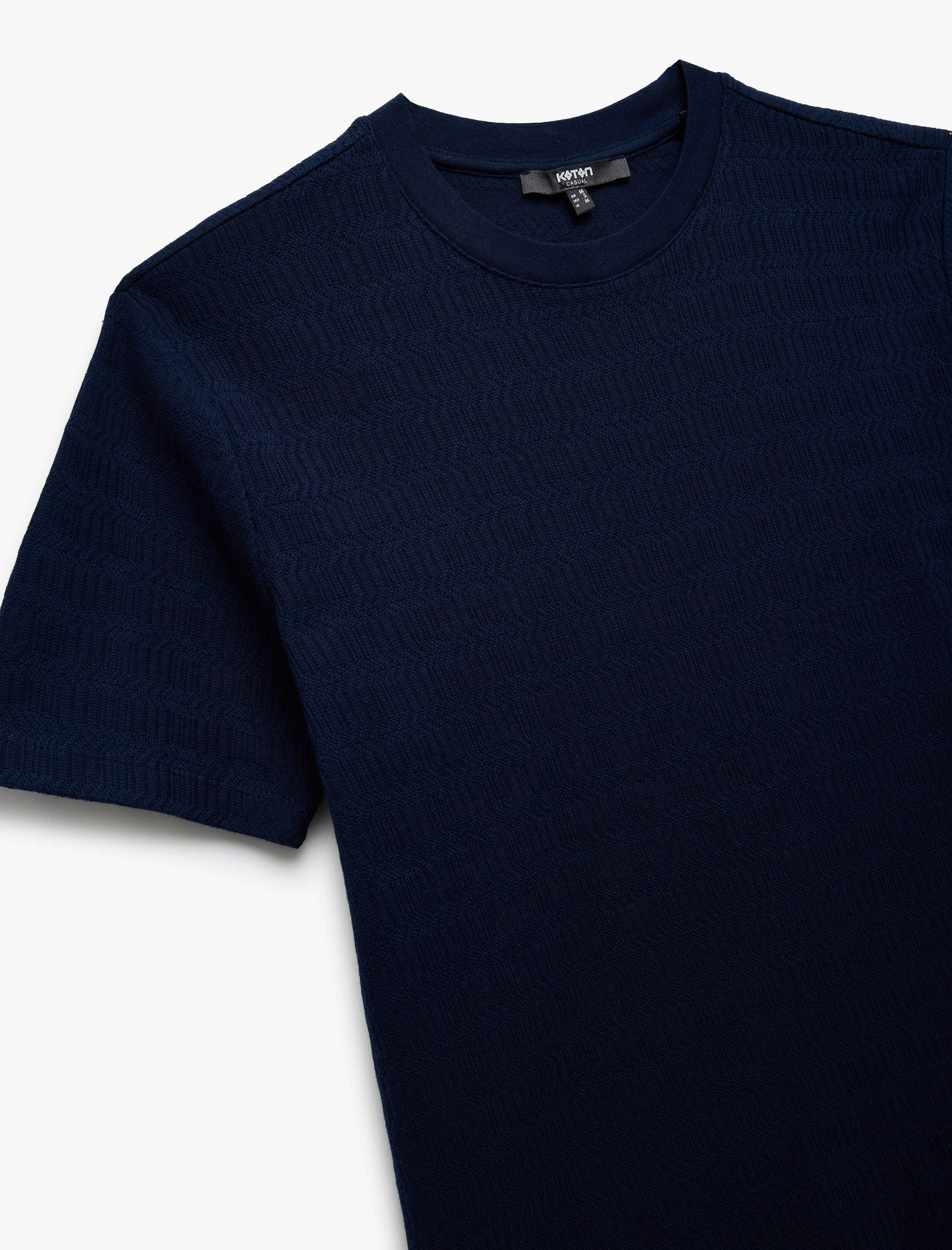   Kısa Kollu Regular Fit Pamuklu Dokulu Bisiklet Yaka Tişört