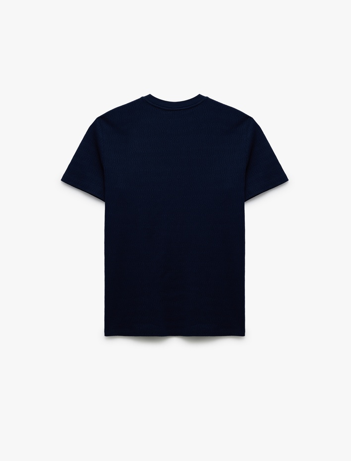  Kısa Kollu Regular Fit Pamuklu Dokulu Bisiklet Yaka Tişört