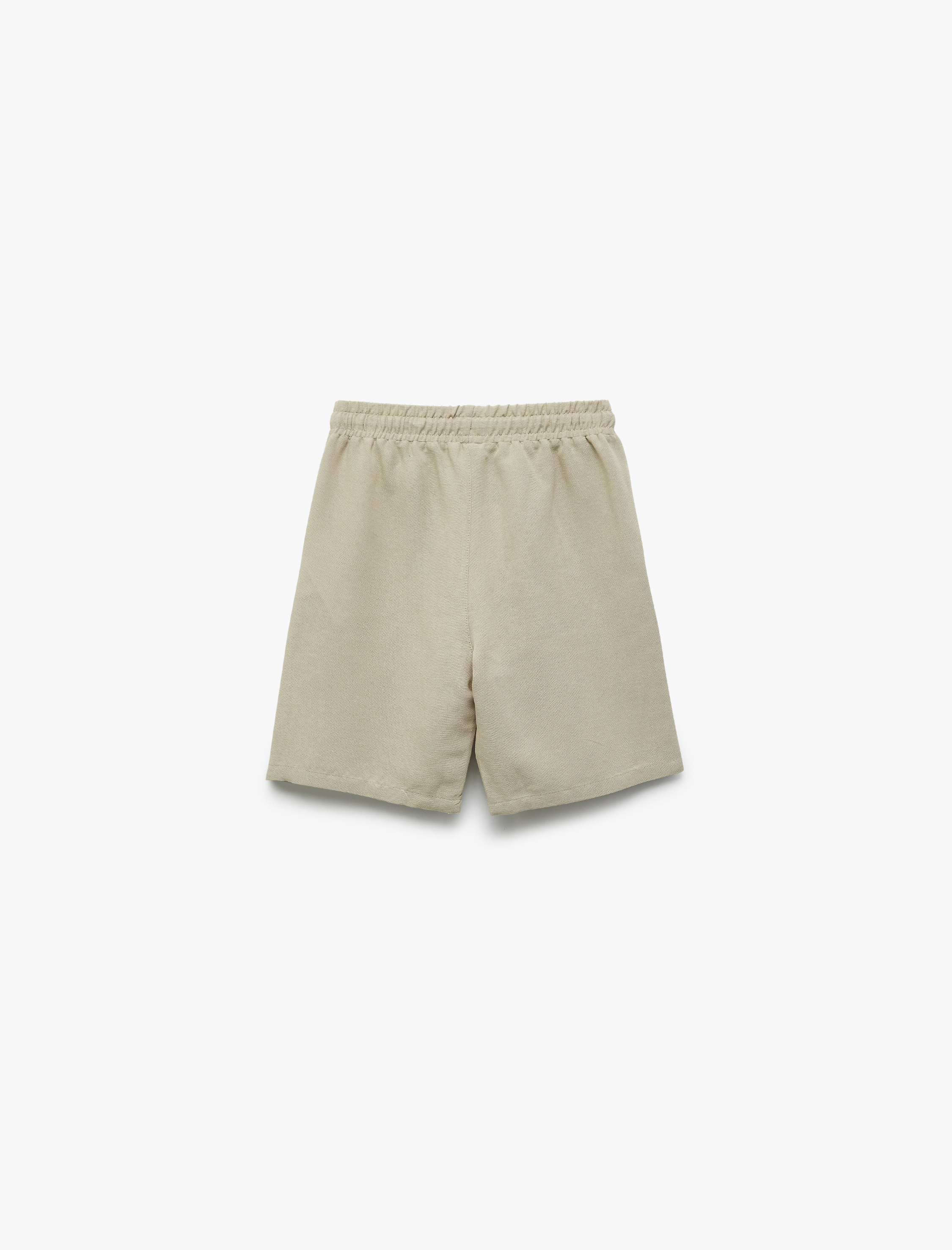  Erkek Çocuk Beli Bağcıklı Keten ve Viskon Karışımlı Cep Detaylı Şort