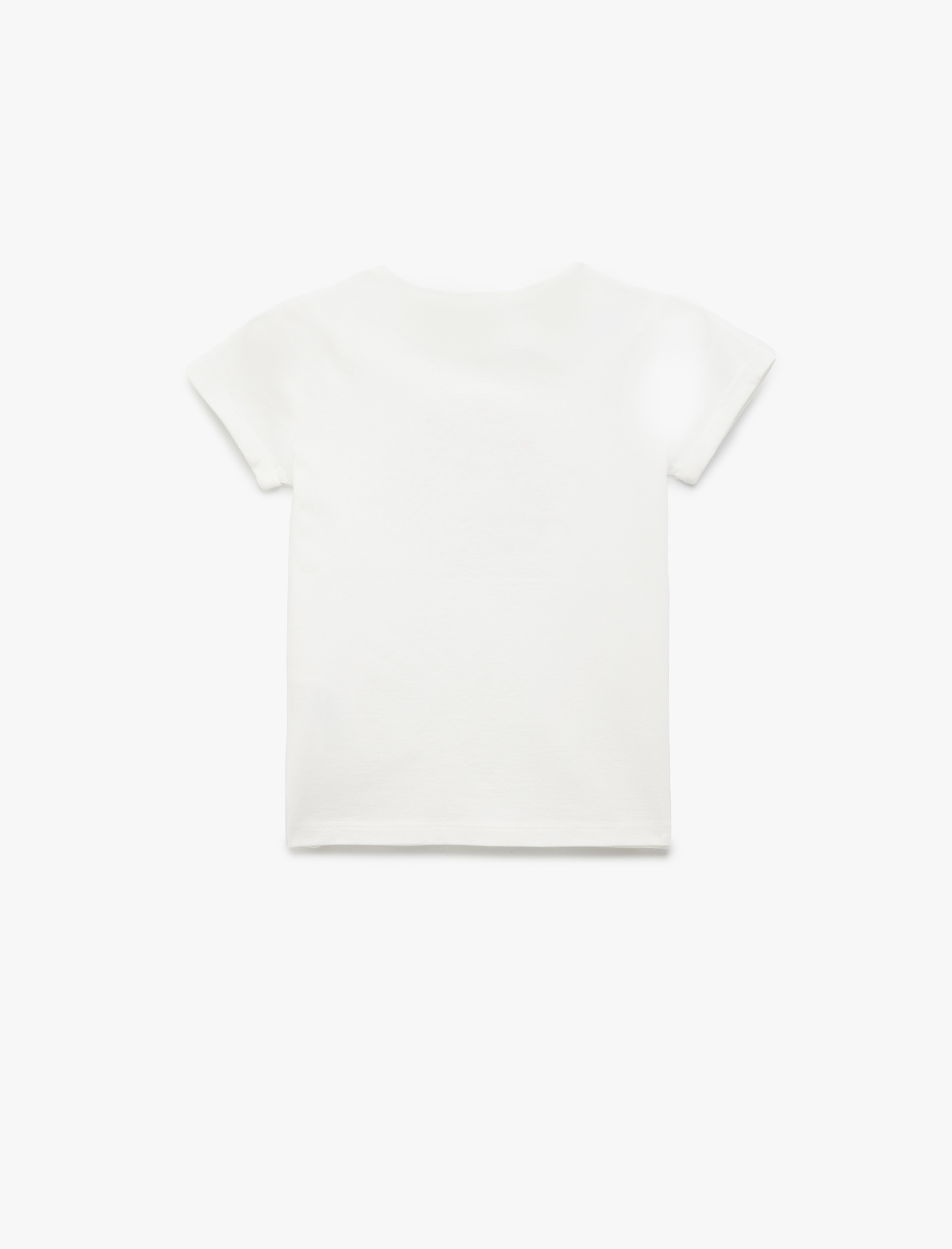  Kız Çocuk Pamuklu Kısa Kollu Bisiklet Yaka Baskılı Tişört