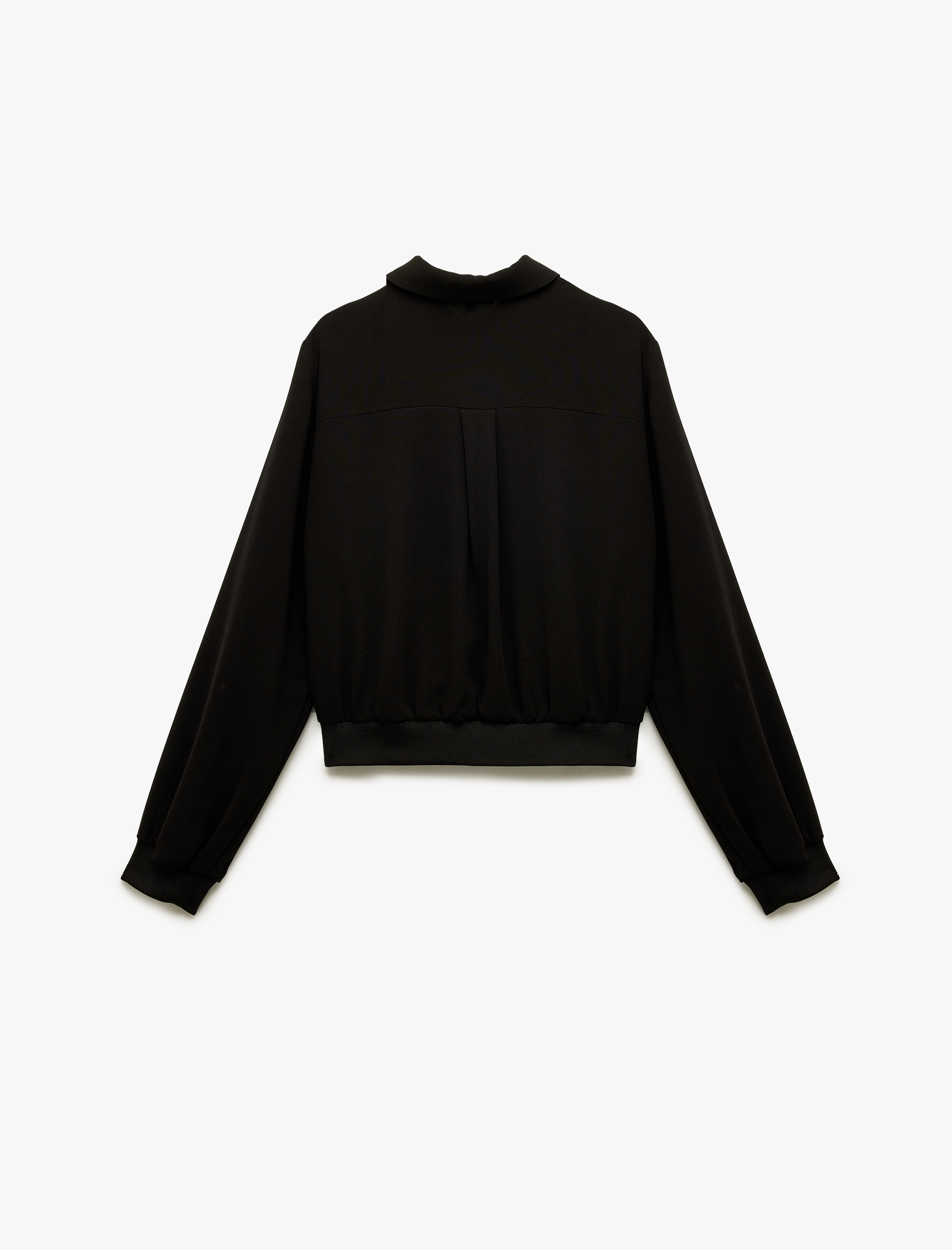   Düğmeli Uzun Kollu Klasik Yaka Krep Gömlek