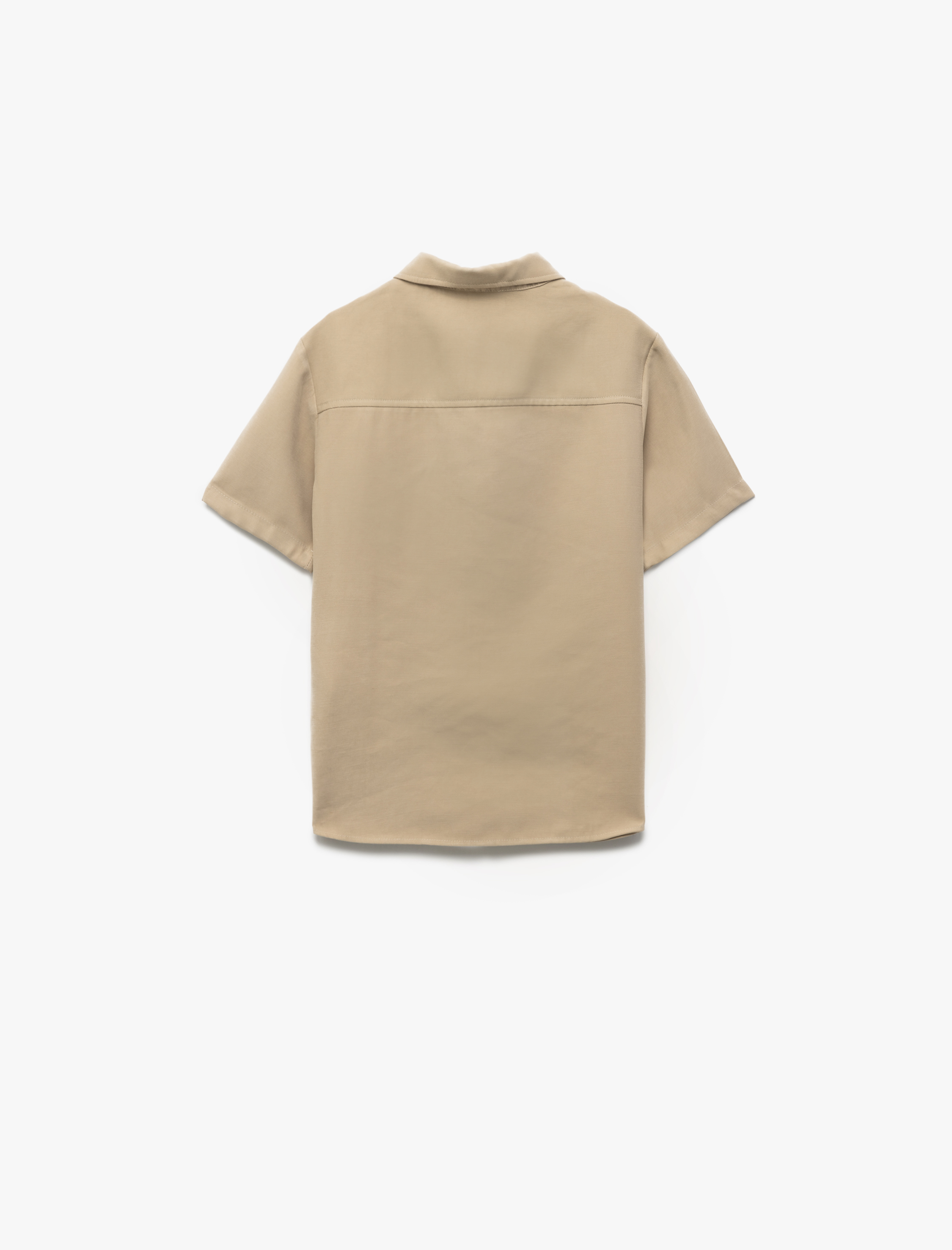  Erkek Çocuk Kısa Kollu Düğmeli Tek Cep Detaylı Basic Viskon Gömlek