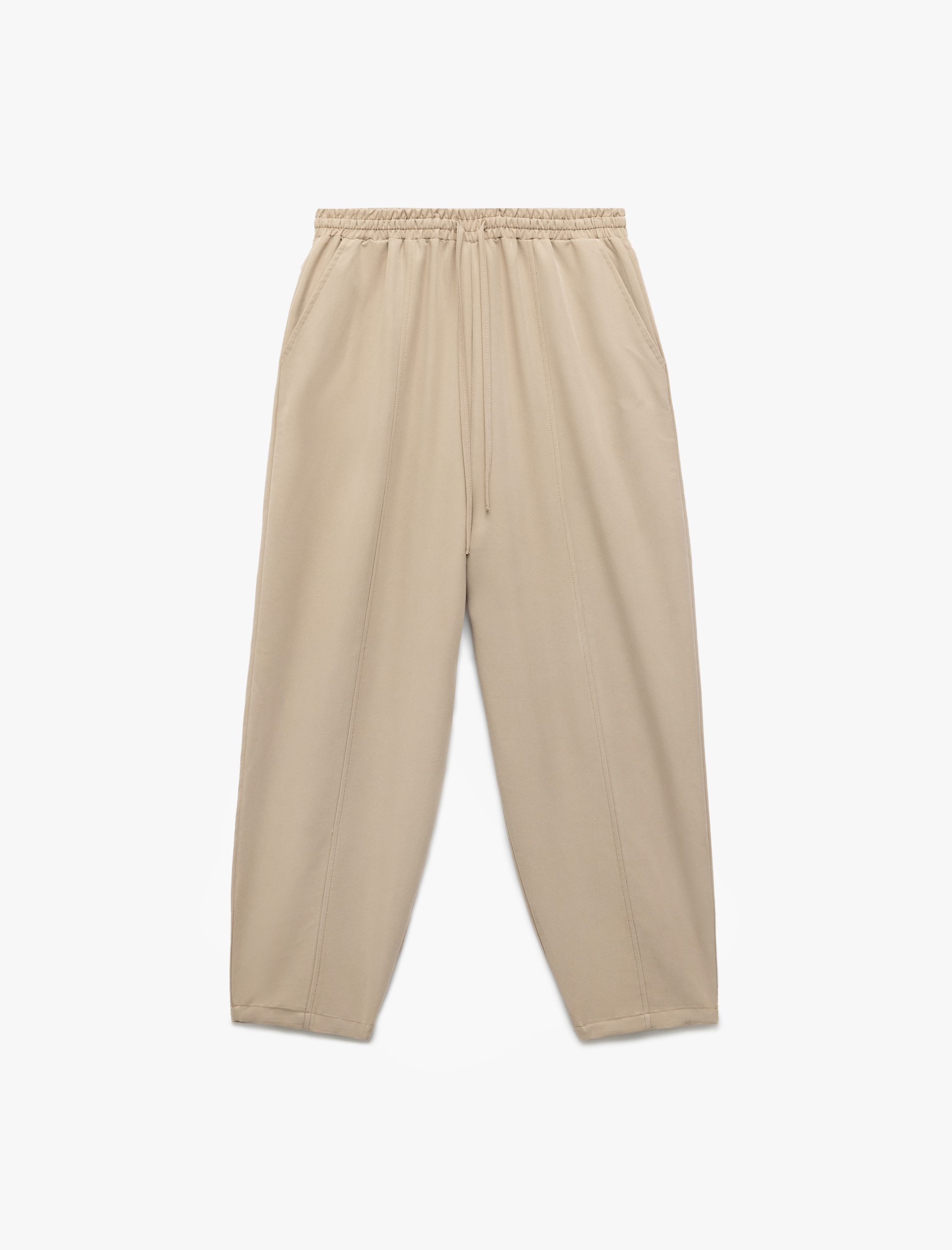   Modal Kumaş Beli Bağcıklı Cepli Balon Fit Pantolon