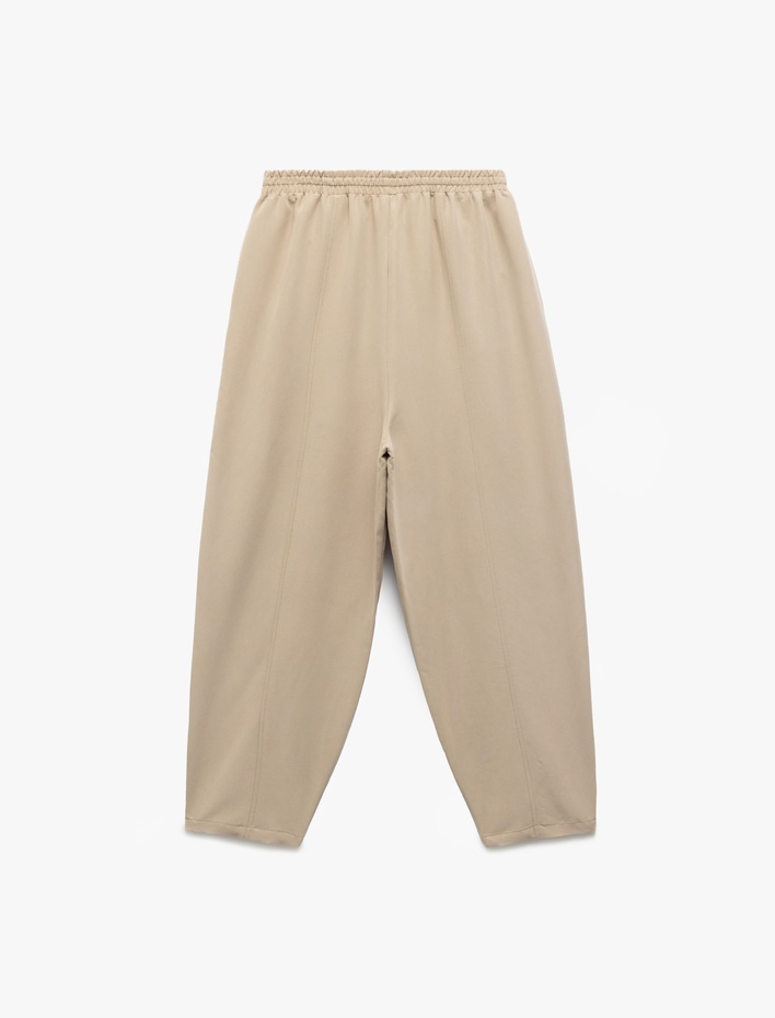  Modal Kumaş Beli Bağcıklı Cepli Balon Fit Pantolon