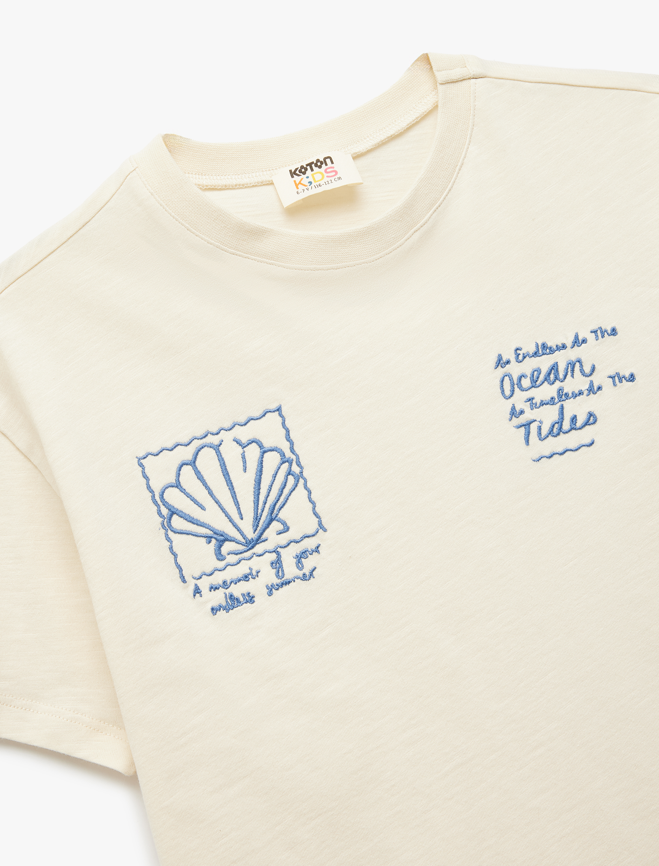  Erkek Çocuk Pamuklu Nakış Detaylı Bisiklet Yaka Kısa Kollu Tişört