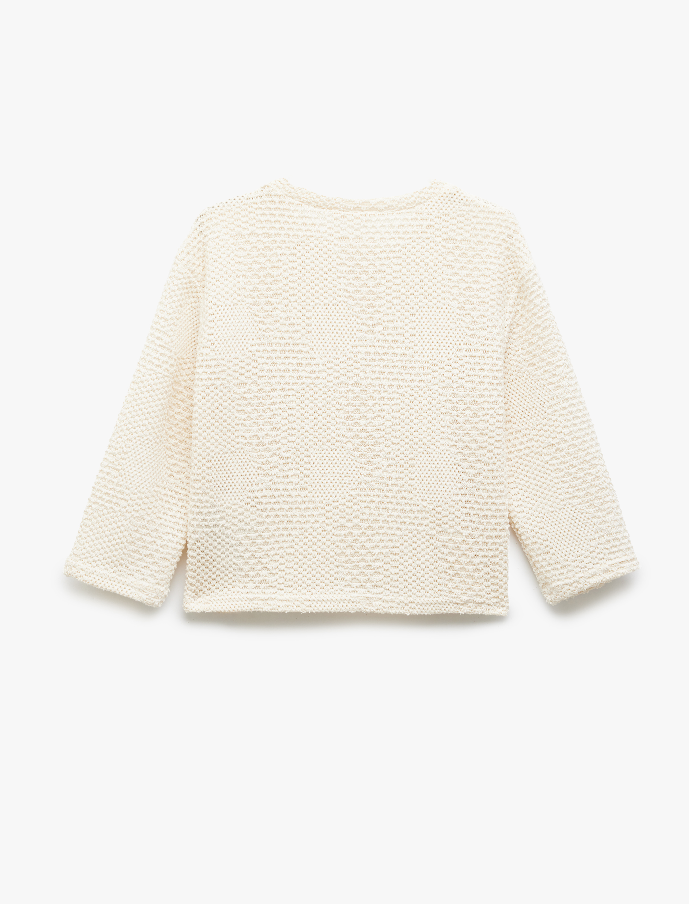  Kız Çocuk Bisiklet Yaka Uzun Kollu Pamuk Karışımlı Crop Sweatshirt