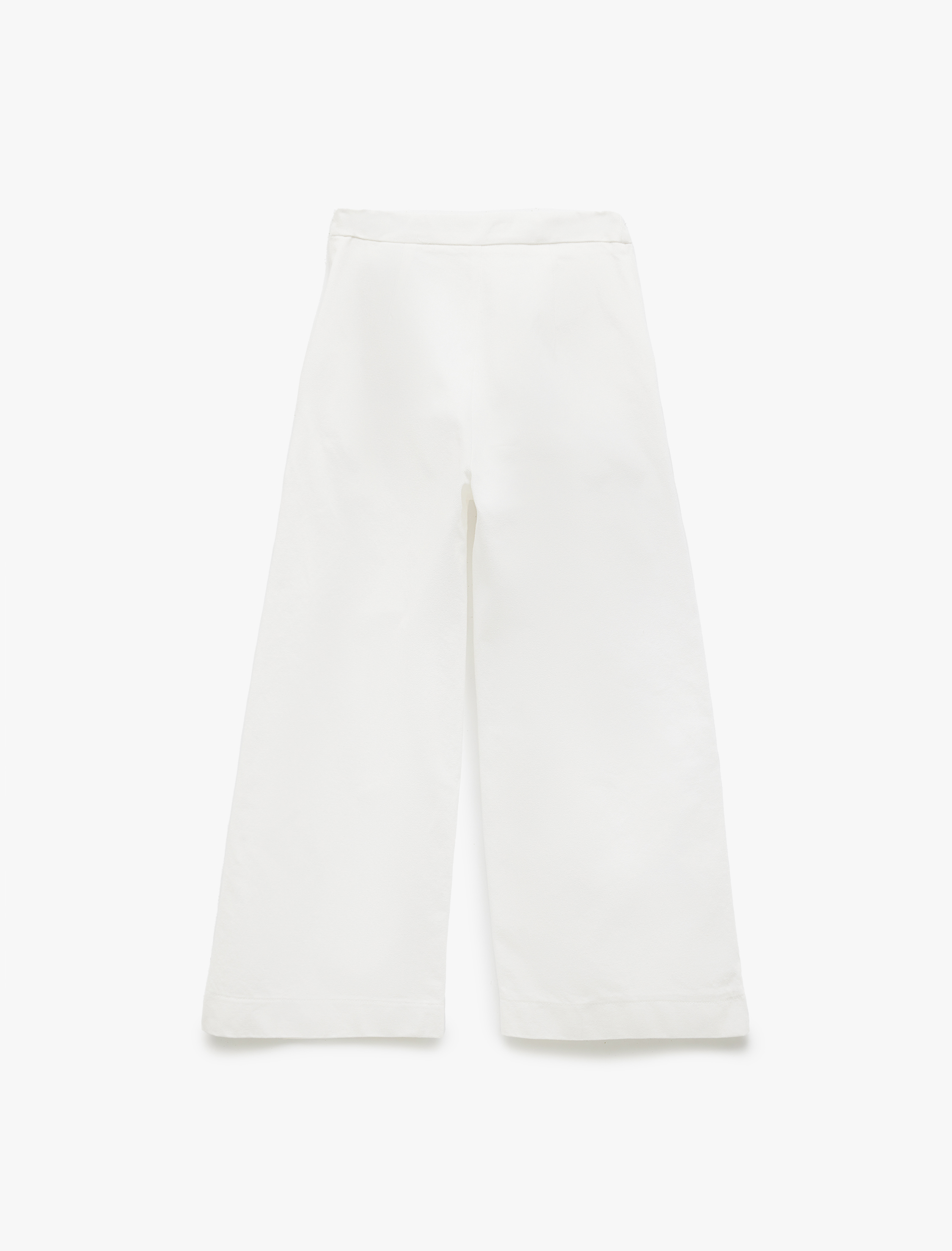  Kız Çocuk Pamuklu Düğme Detaylı Geniş Paça Pantolon