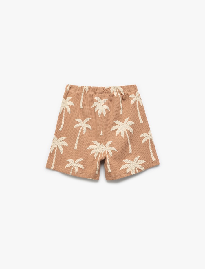 Erkek Bebek Palmiye Desenli Beli Lastikli Pamuklu Şort