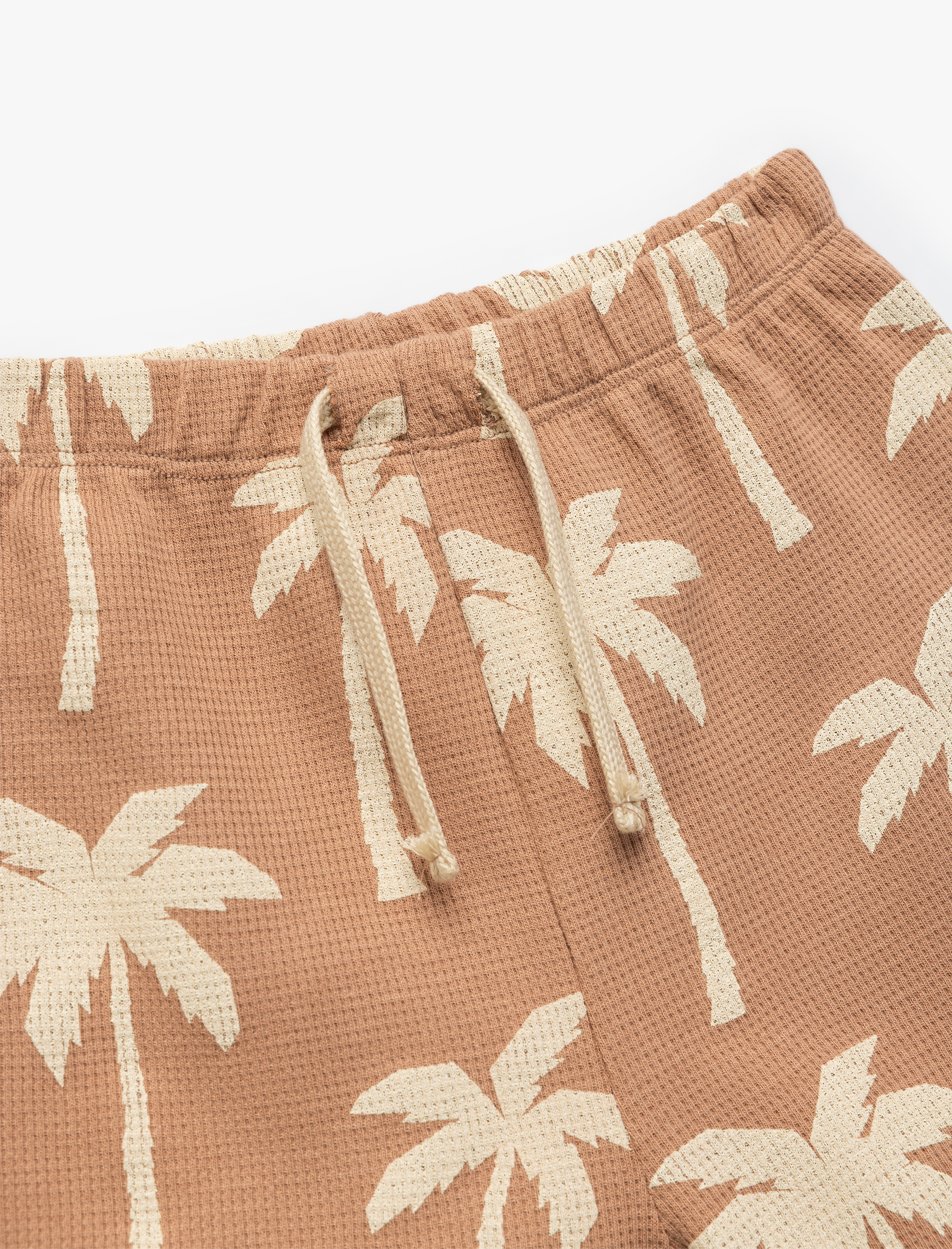  Erkek Bebek Palmiye Desenli Beli Lastikli Pamuklu Şort