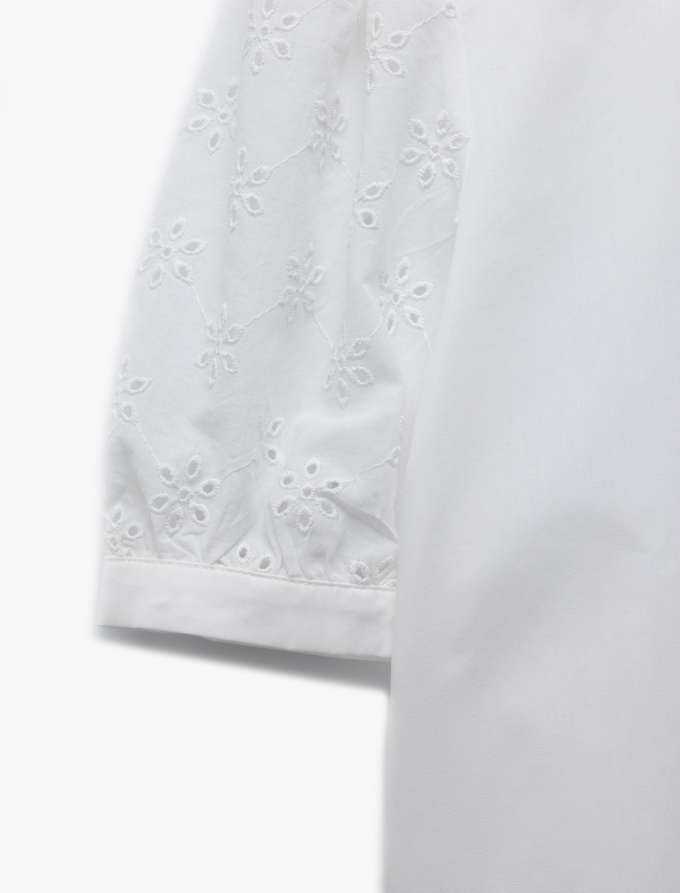 Pamuklu Klasik Yaka Kısa Balon Kollu Fisto Detaylı Poplin Crop Gömlek